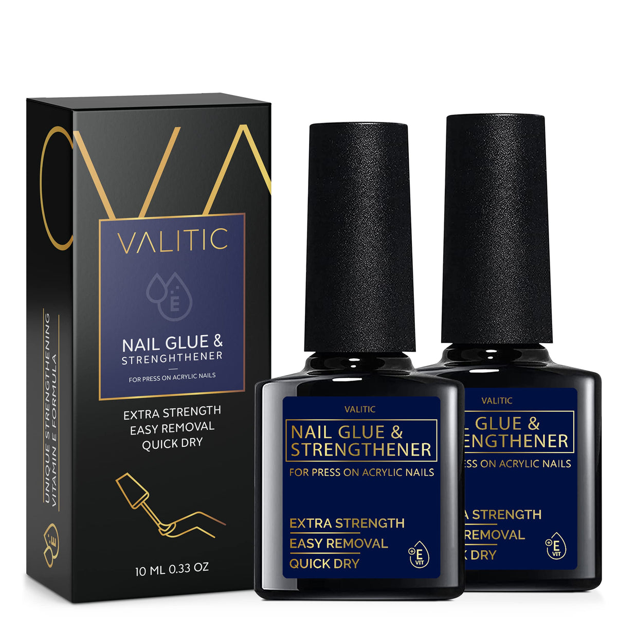 Valitic Colle Ongles emballage double, prêt à l’emploi pour une manucure rapide.