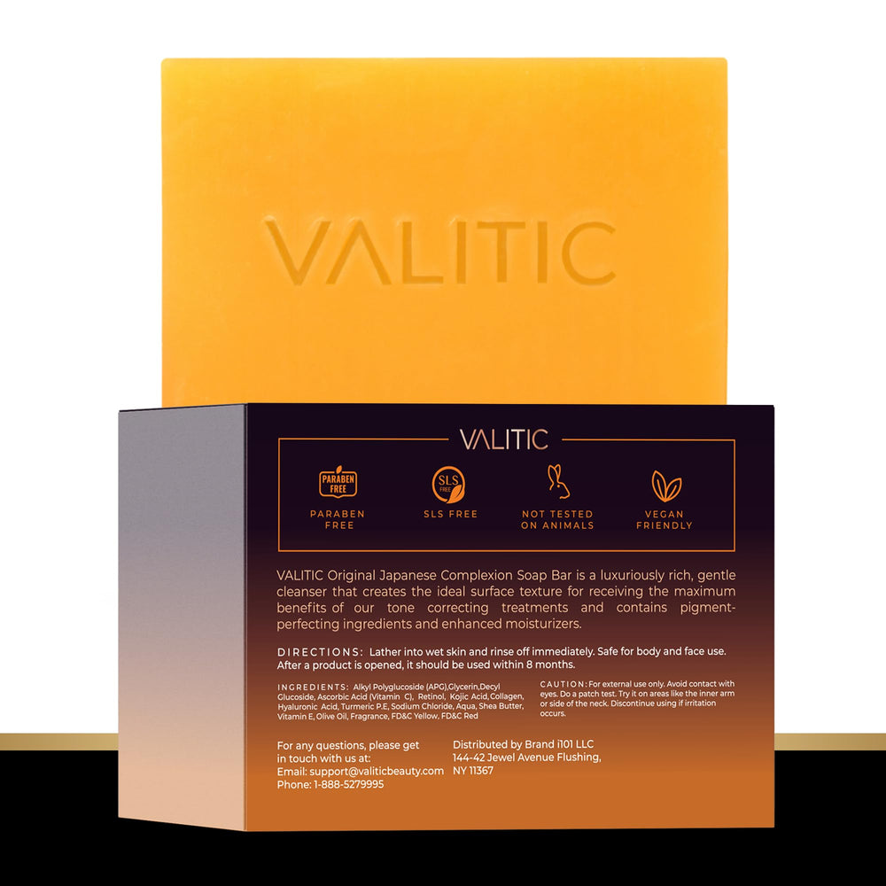 VALITIC Savon Kojic: enrichi en collagène et acide hyaluronique pour l'élasticité.