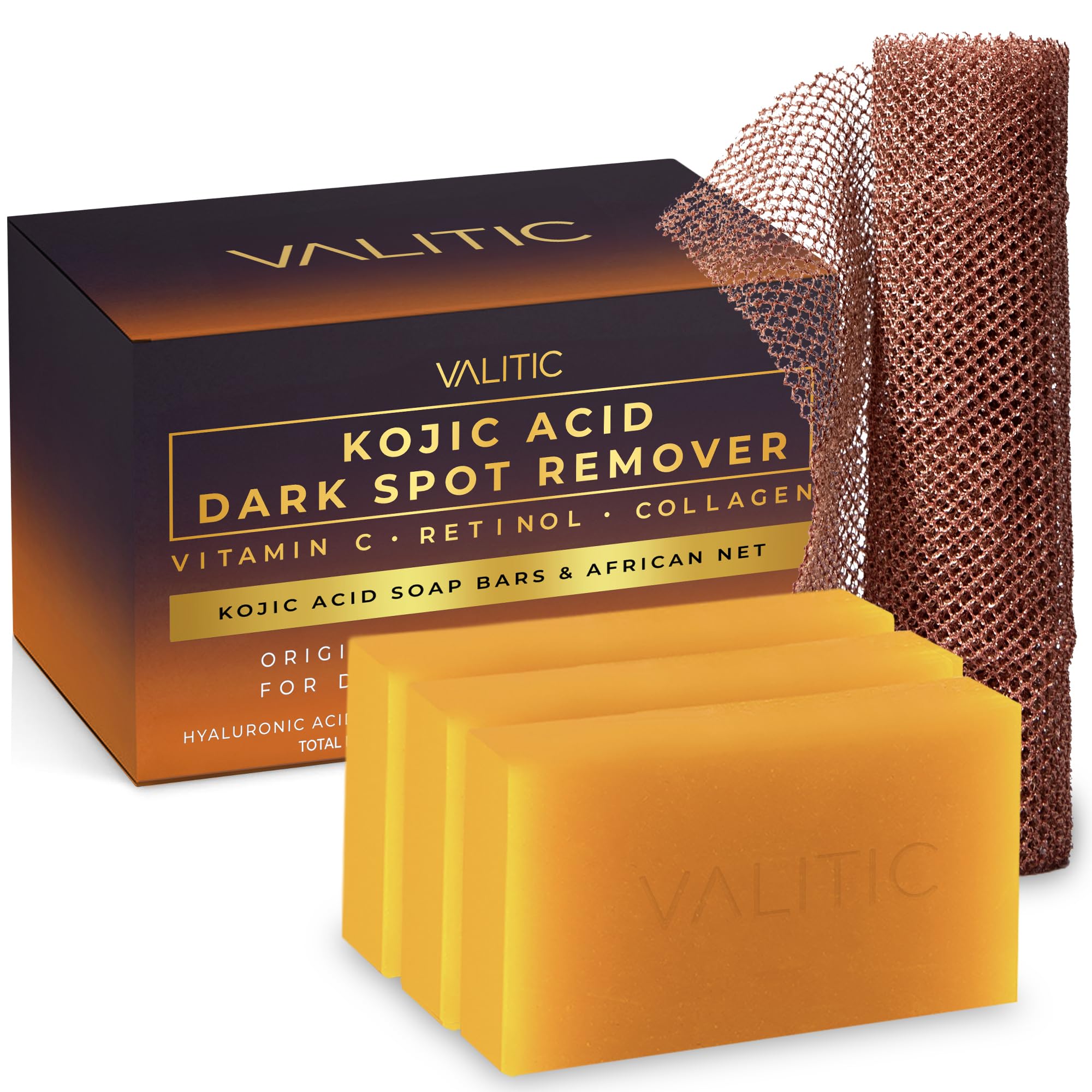 VALITIC Savon Kojique au curcuma pour un teint plus uniforme.