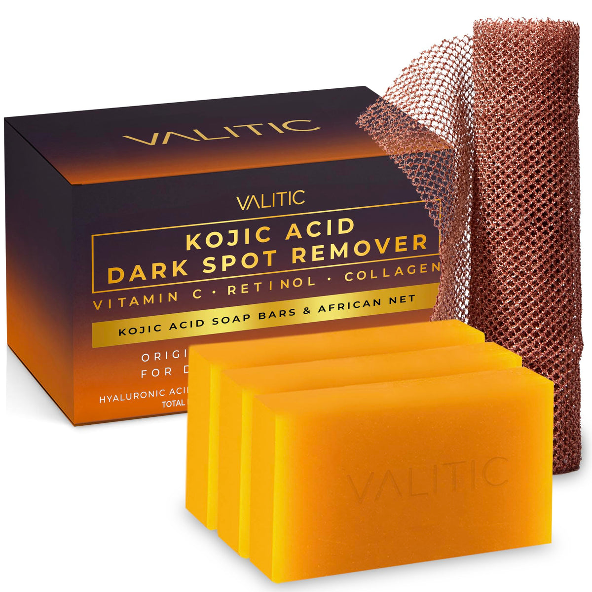 VALITIC Savon Kojique au curcuma pour un teint plus uniforme.