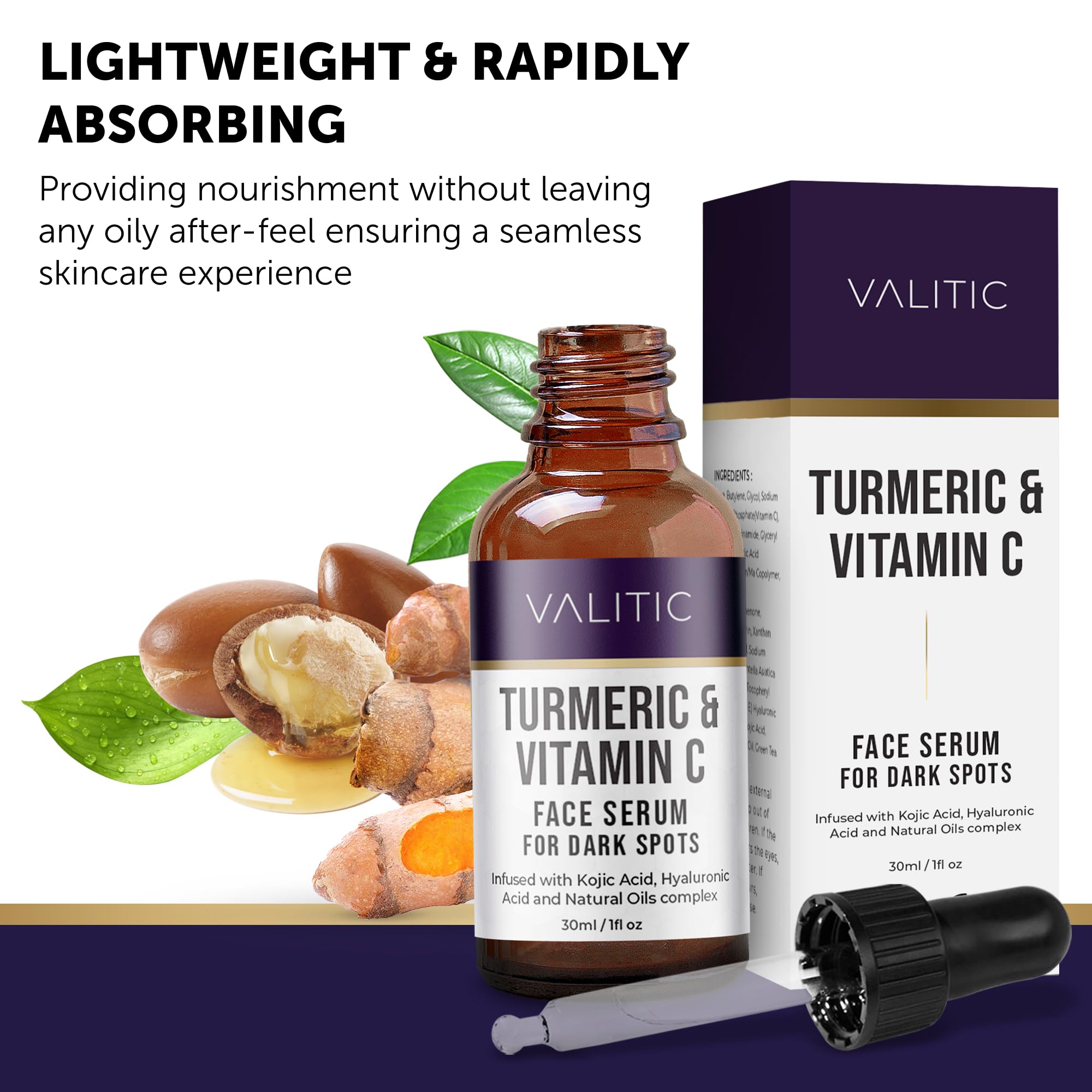 VALITIC serum application on face demonstrates smooth, non-greasy hydration.