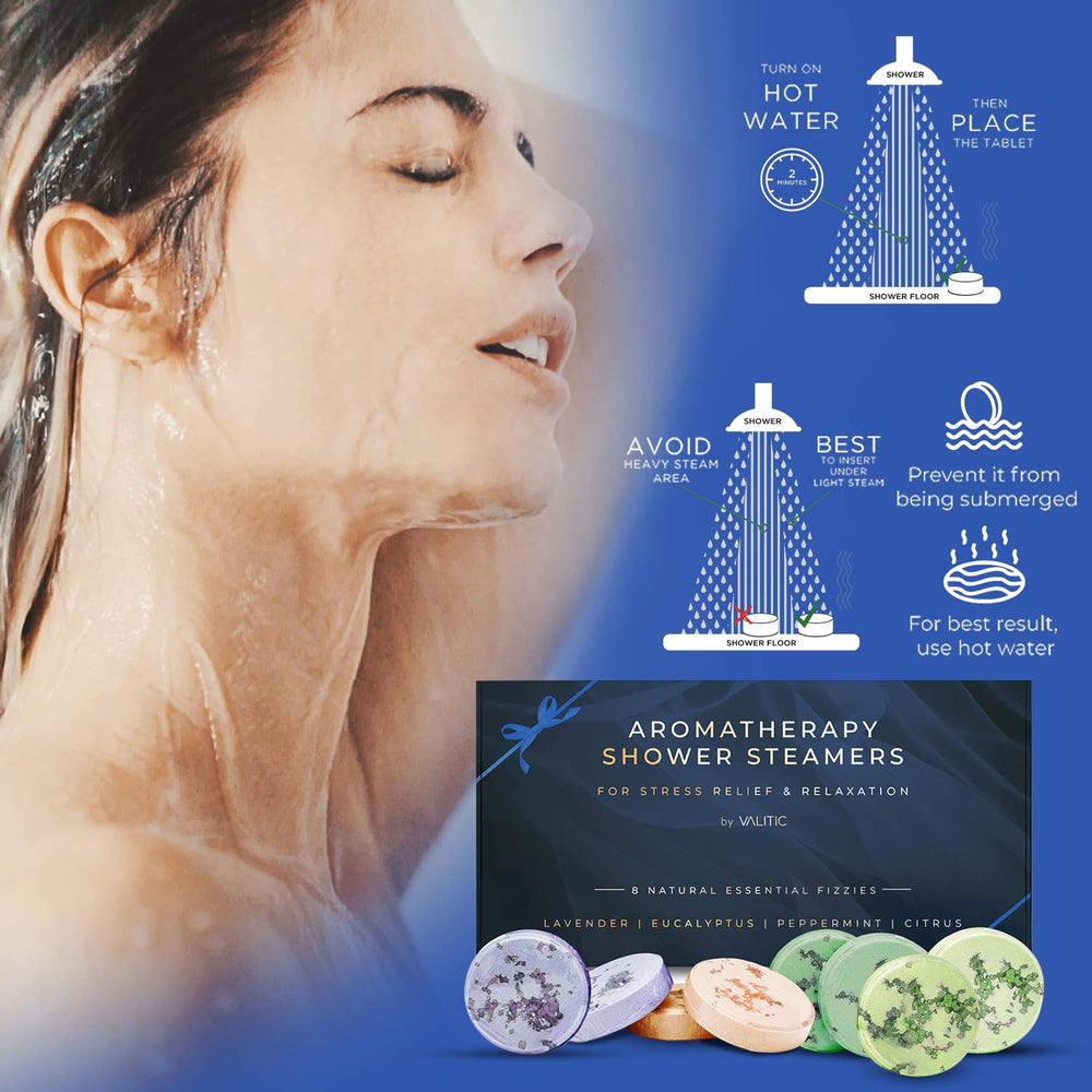 VALITIC bombe-douche diffusion de vapeur parfumée pendant la douche.