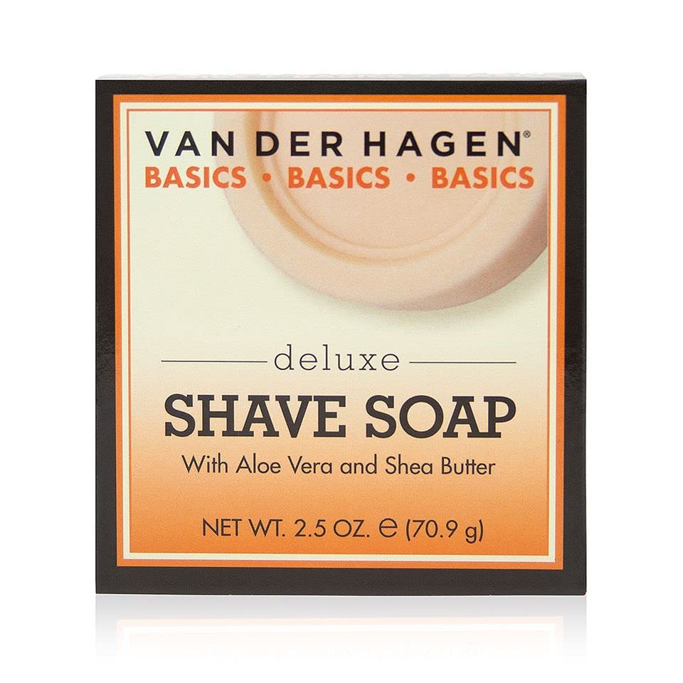 Van Der Hagen Deluxe Shave Soap closeup puck highlighting rich lather potential for a good shave