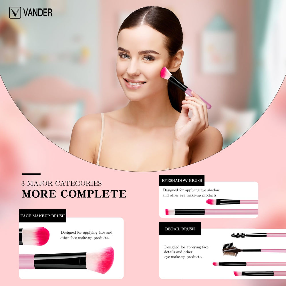 Pinceaux Vander couleur rose, kit pratique pour votre routine beauté.