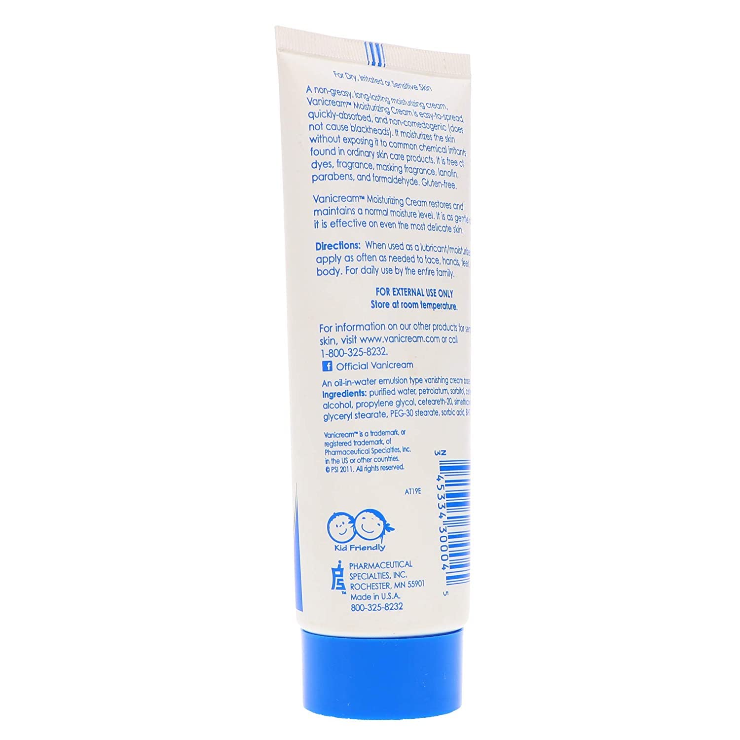 Vanicream sans parfum, soin doux pour peau sensible.