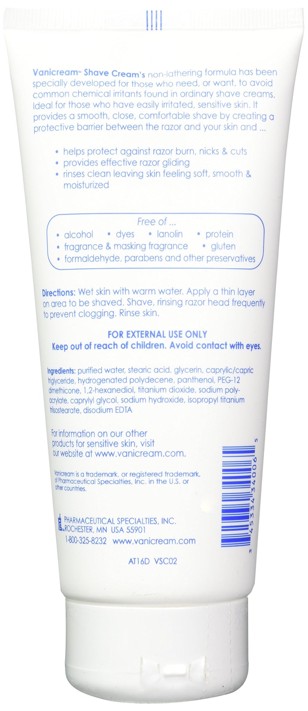 Vanicream Crème de Rasage – Application sans mousse, glisse contrôlée.