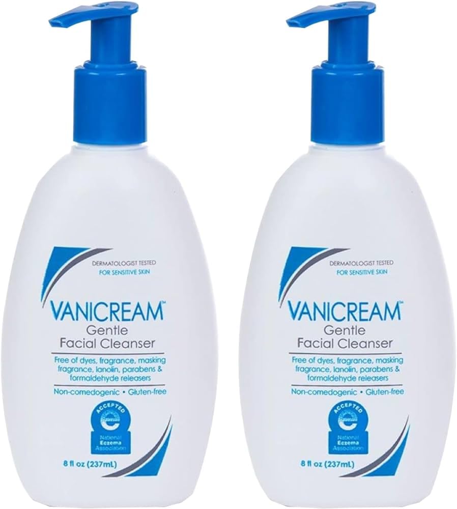 Vanicream Gentle Facial Cleanser 8 Oz bottle showing fragrance-free formula for sensitive skin