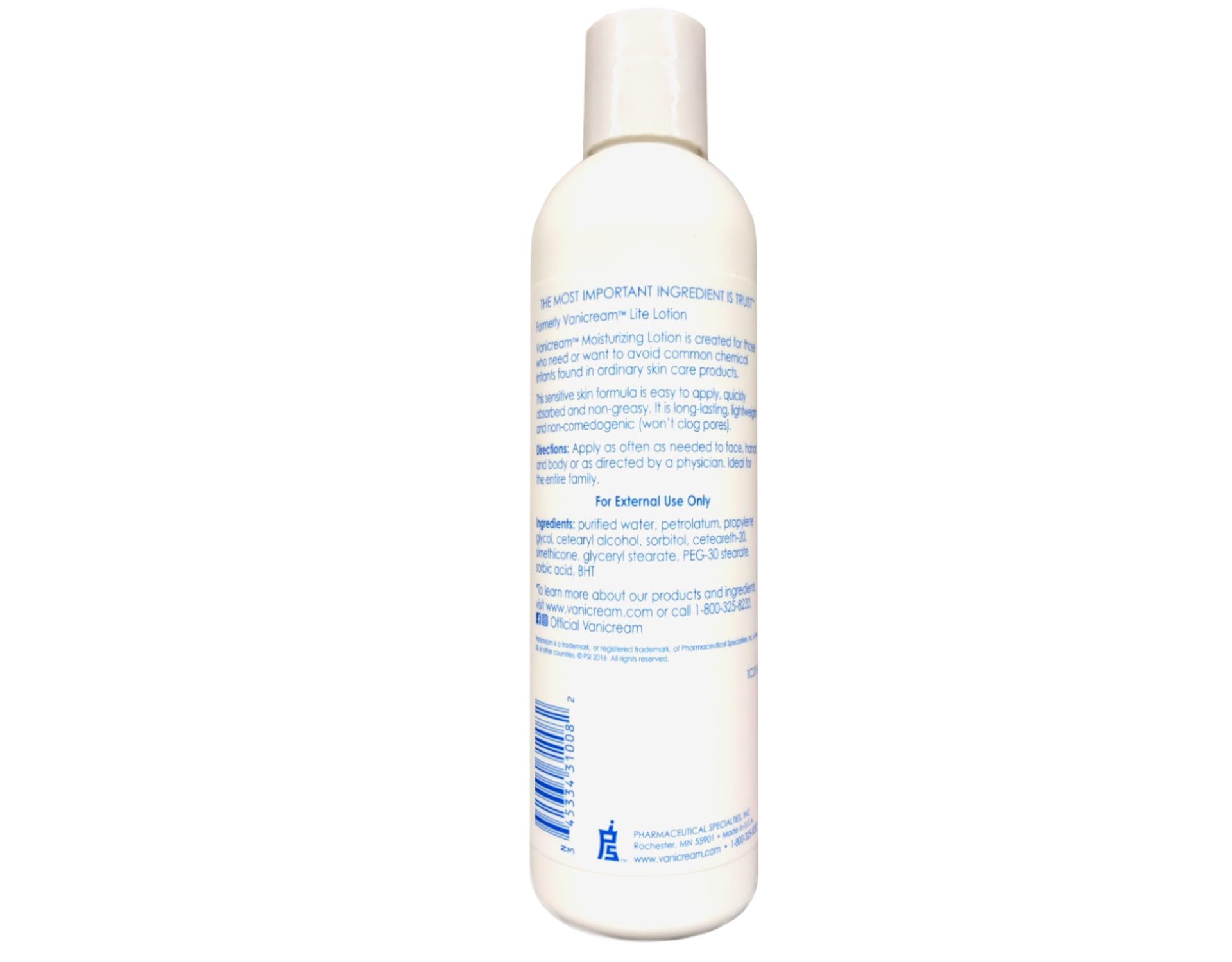 Vanicream Lotion Hydratante – utilisation quotidienne sur visage, mains et corps.
