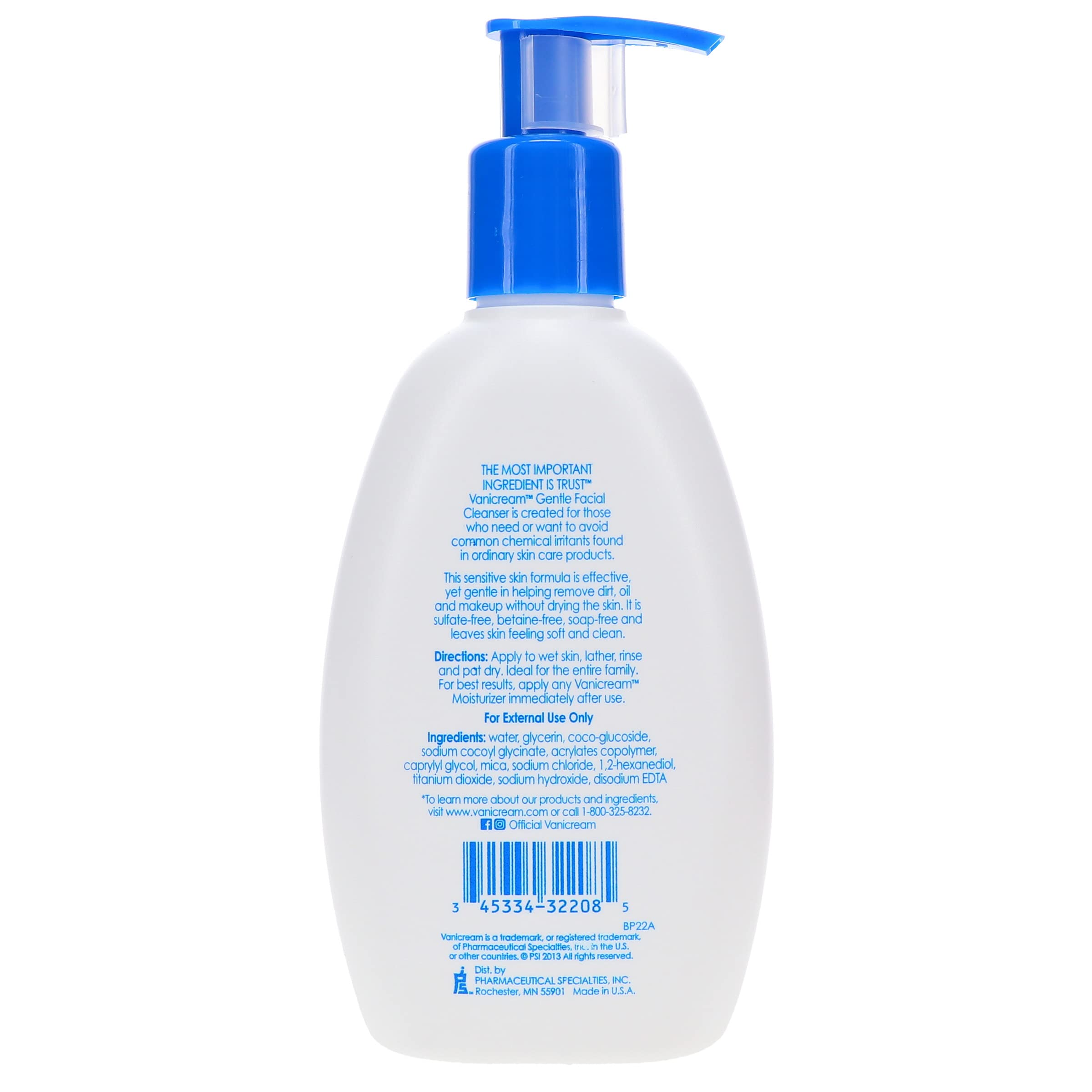 Vanicream Nettoyant Visage Doux - utilisation quotidienne pour démaquillage en douceur.