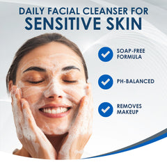Nettoyant Vanicream visage sans irritants, flacon pompe, purifie sans dessécher.