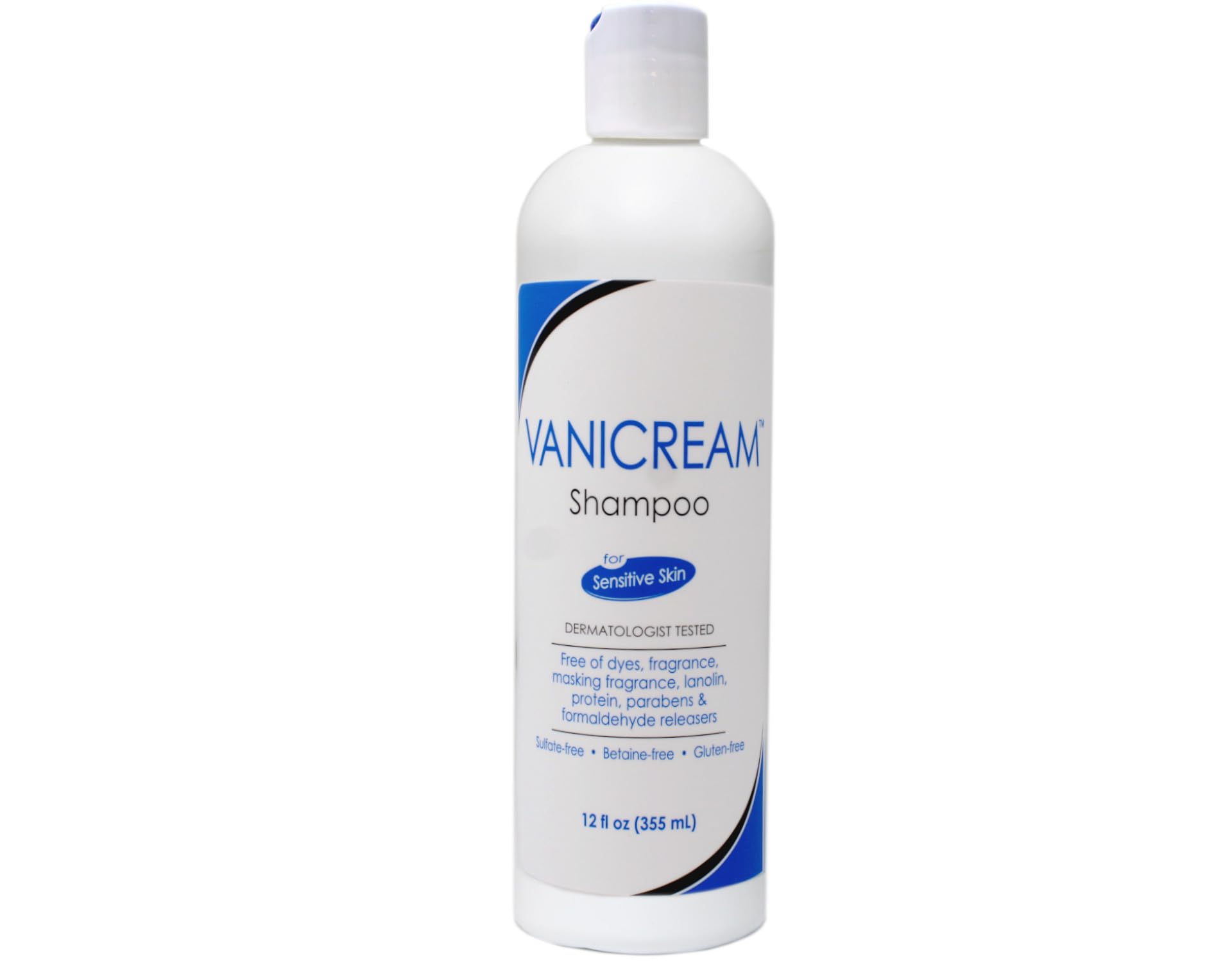 Vanicream shampooing sans parfum, étiquette claire, idéal pour un cuir chevelu sensible.