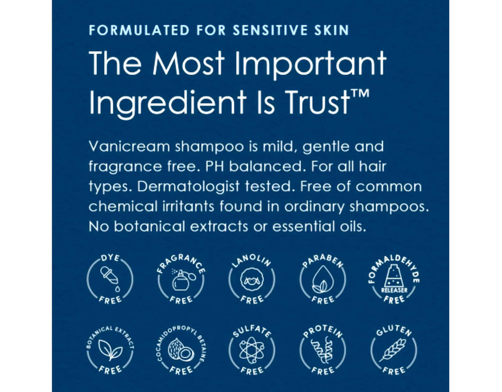 Utilisation facile Vanicream pour cheveux sensibles après chaque lavage.