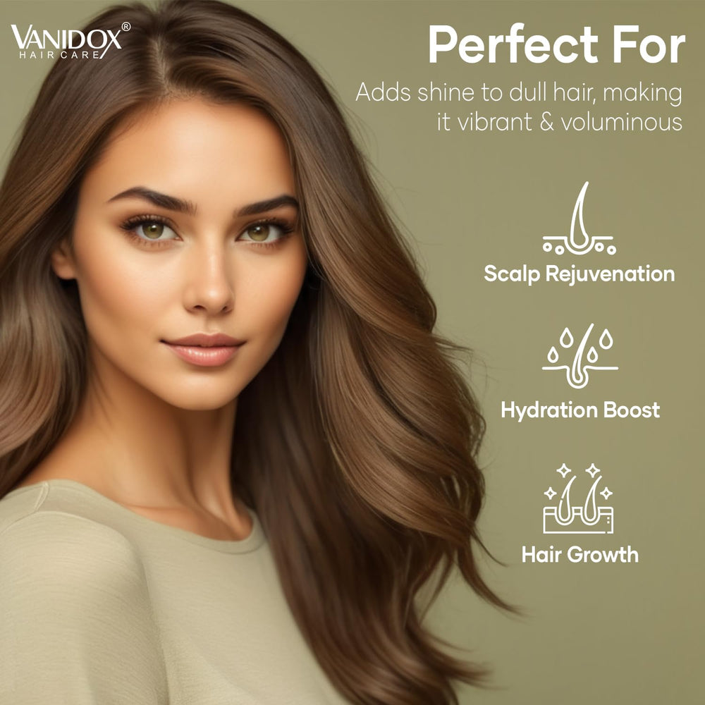 Ingrédients naturels visibles (argan, coco, avocat) pour nourrir les cheveux pendant le lavage.