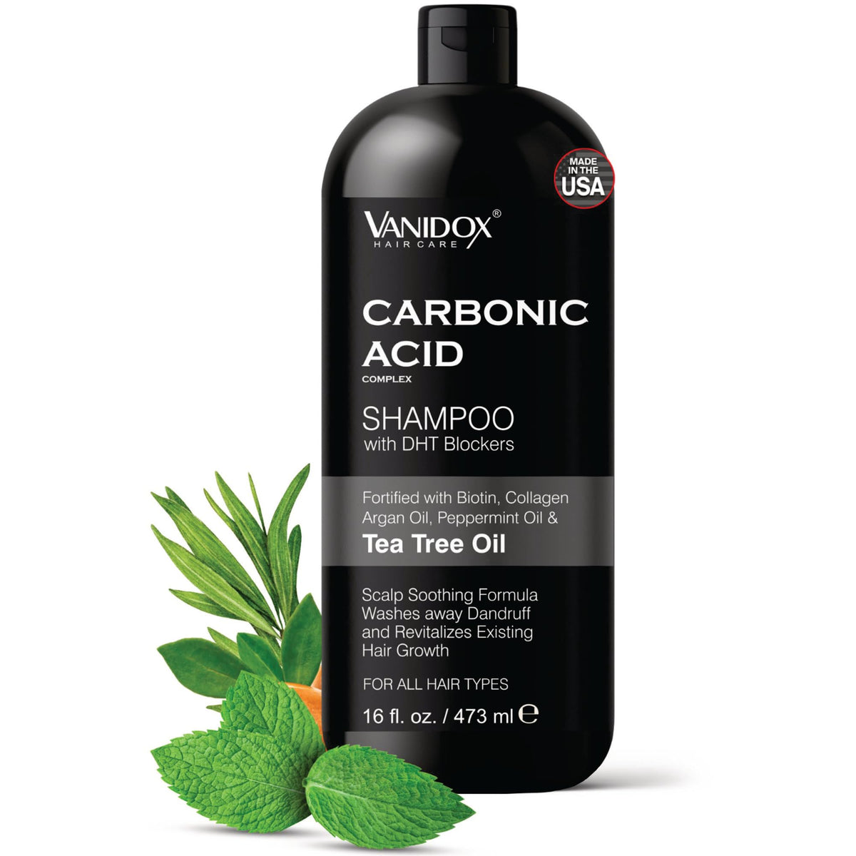 VanidoX Shampoo Carbonique: bouteille élégante prête à hydrater et stimuler le cuir chevelu.