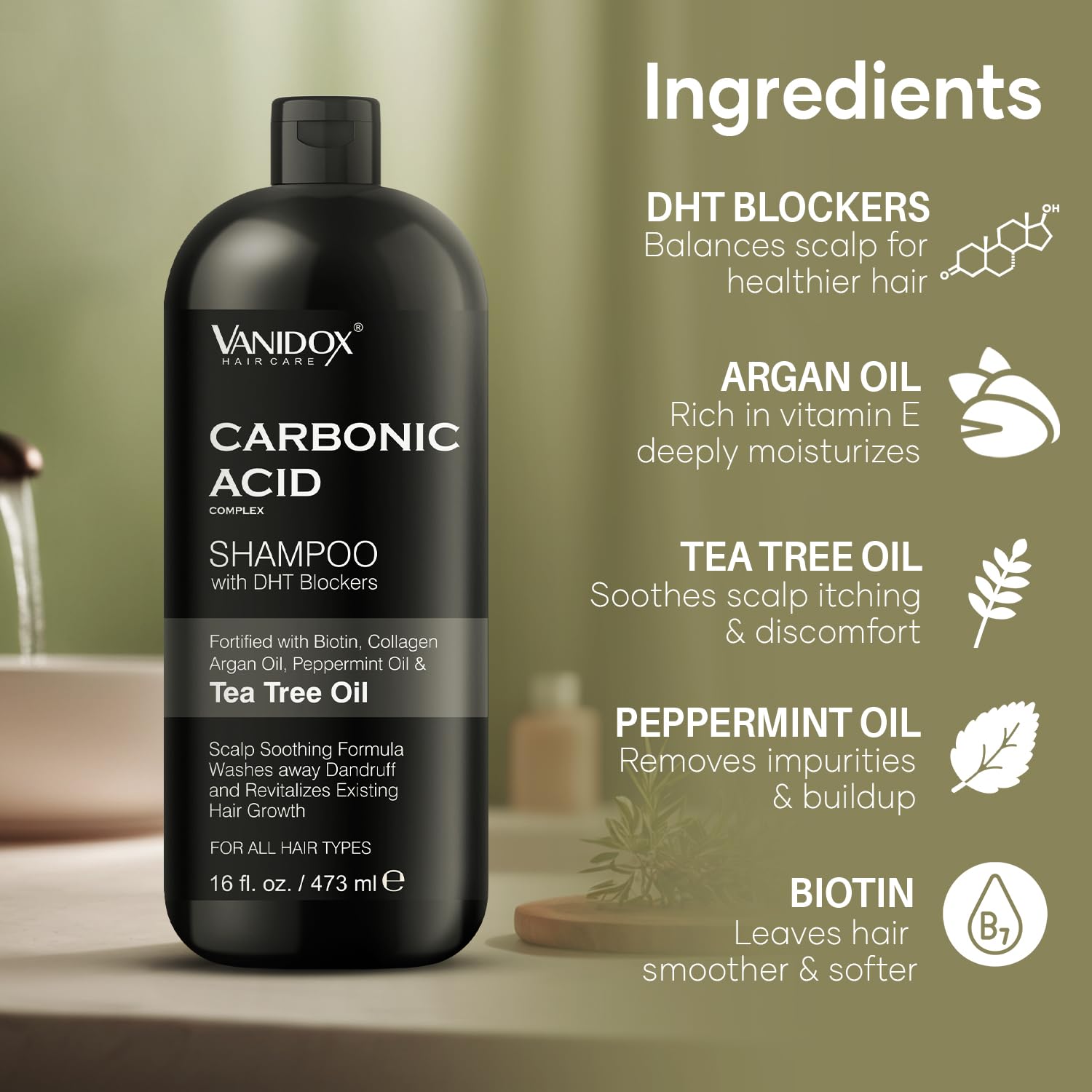 Application sur le cuir chevelu avec VANIDOX Carbonique pour favoriser une sensation rafraîchissante.