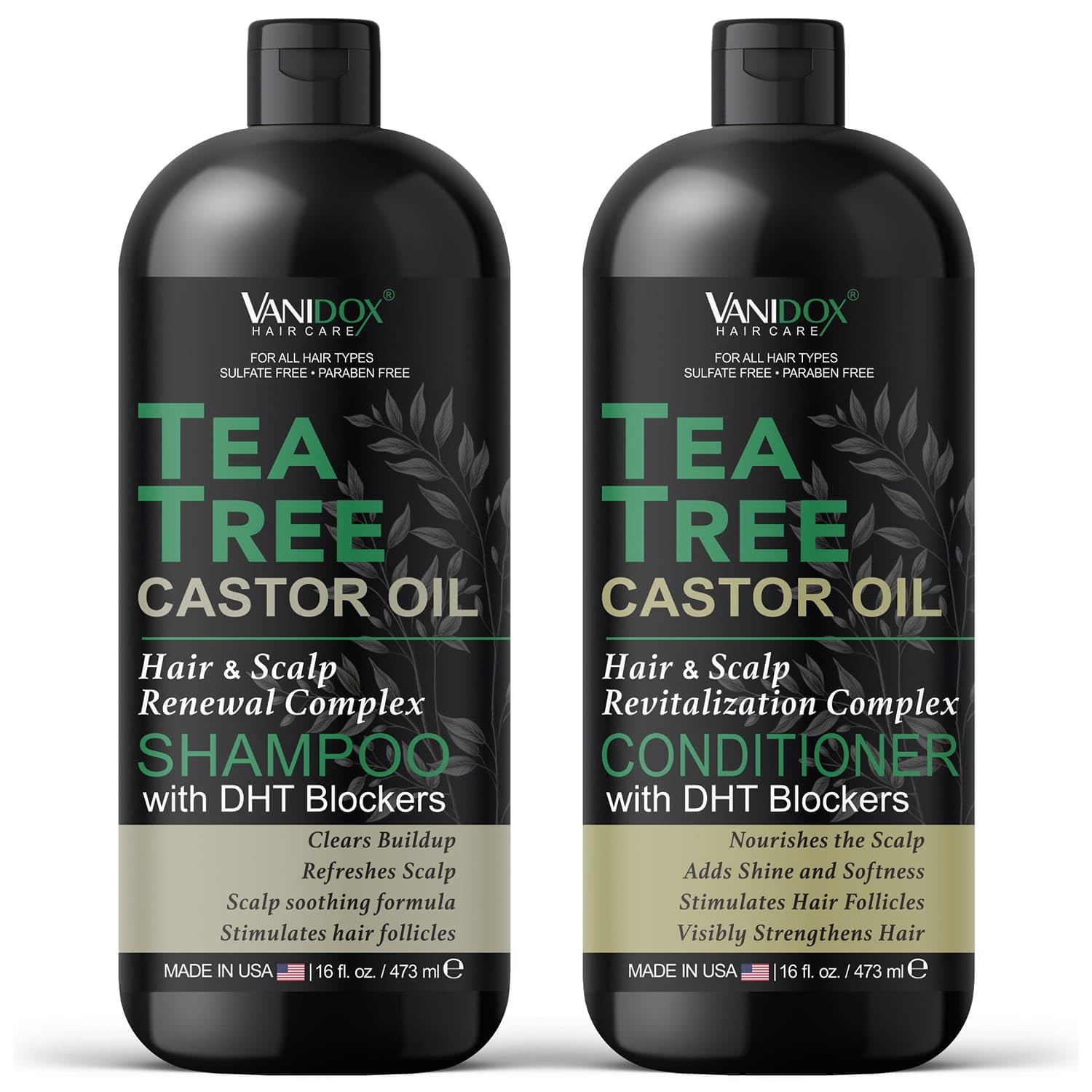 Vanidox shampoing huile arbre à thé – bouteille rafraîchissante pour cuir chevelu sain et frais
