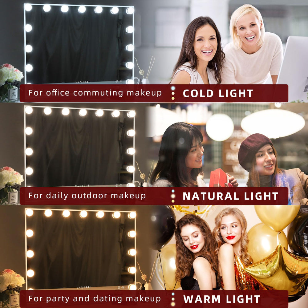 Miroir VANITII GLOBAL avec 3 modes et températures de couleur personnalisables.