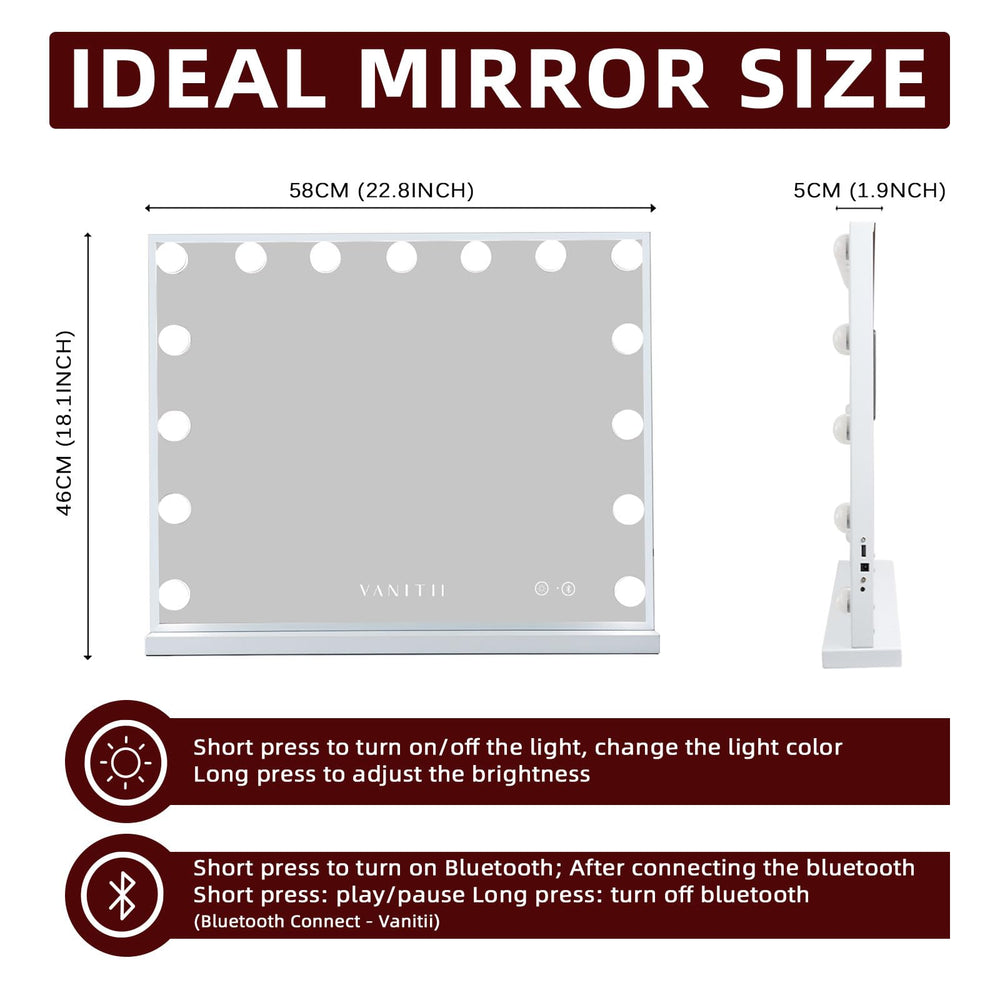 Miroir VANITII GLOBAL verre trempé haute définition, reflet clair et sûr.