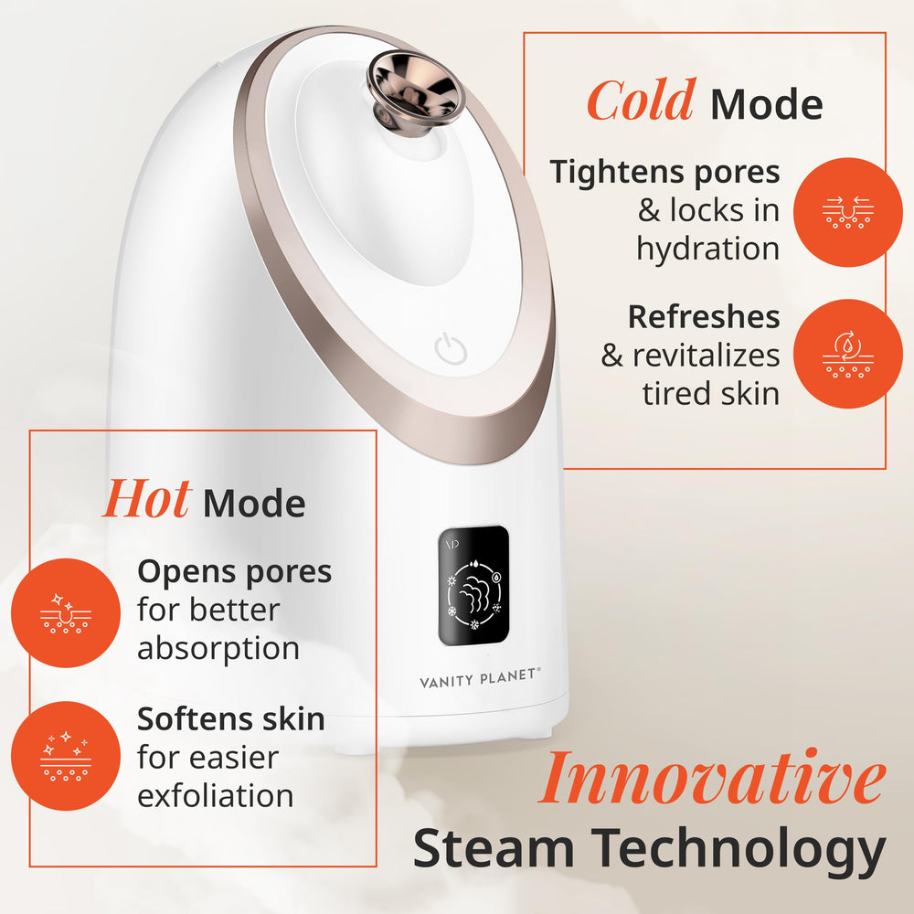 Senia Steamer Vanity Planet avec panier huiles pour aromathérapie maison relaxante.