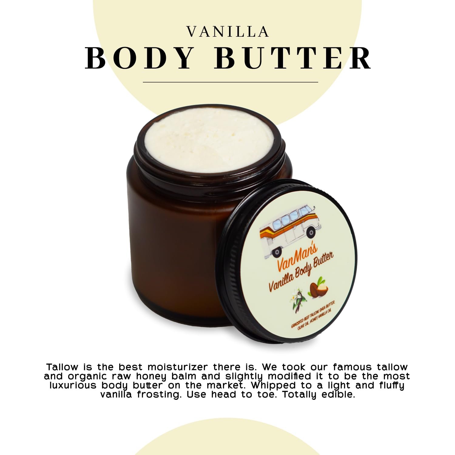 VanMan beurre de karité bio, crème riche pour peau sèche et confortable.