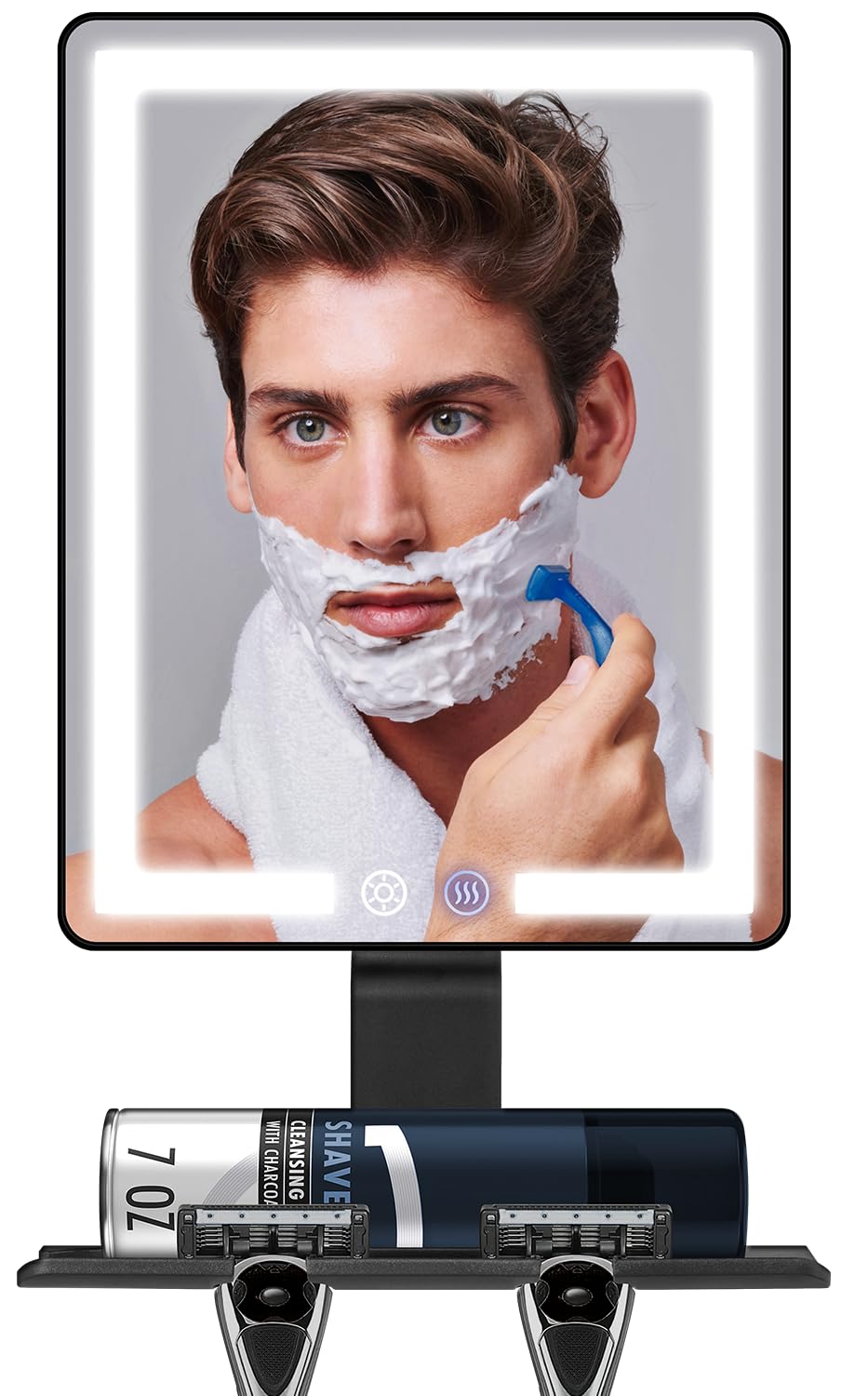Vanmirr Miroir anti-buée pour douche, vue claire lors du rasage.