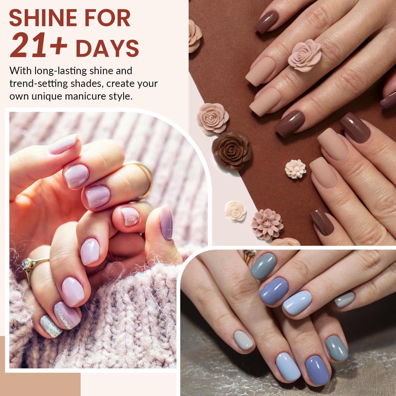 Base coat VANREESA et vernis gel pour une adhérence et une finition durables.