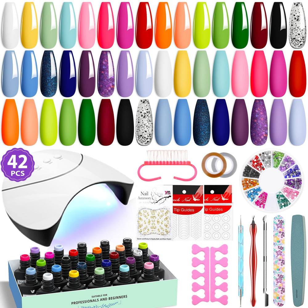 Coffret VANREESA: ensemble complet de vernis gel 42 pièces pour manucure à domicile.