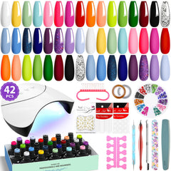 Coffret VANREESA: ensemble complet de vernis gel 42 pièces pour manucure à domicile.