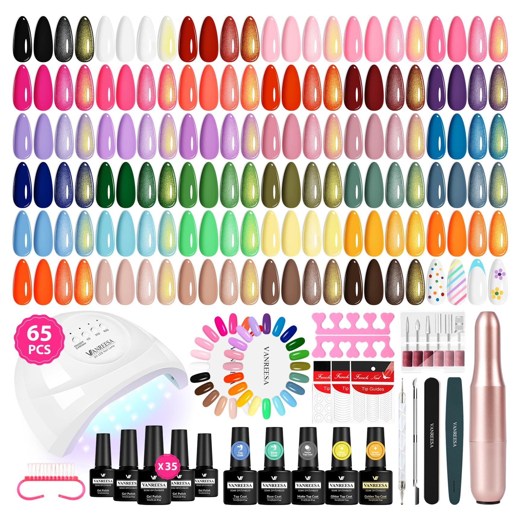Kit VANREESA gel ongles avec lampe UV pour manucure à domicile