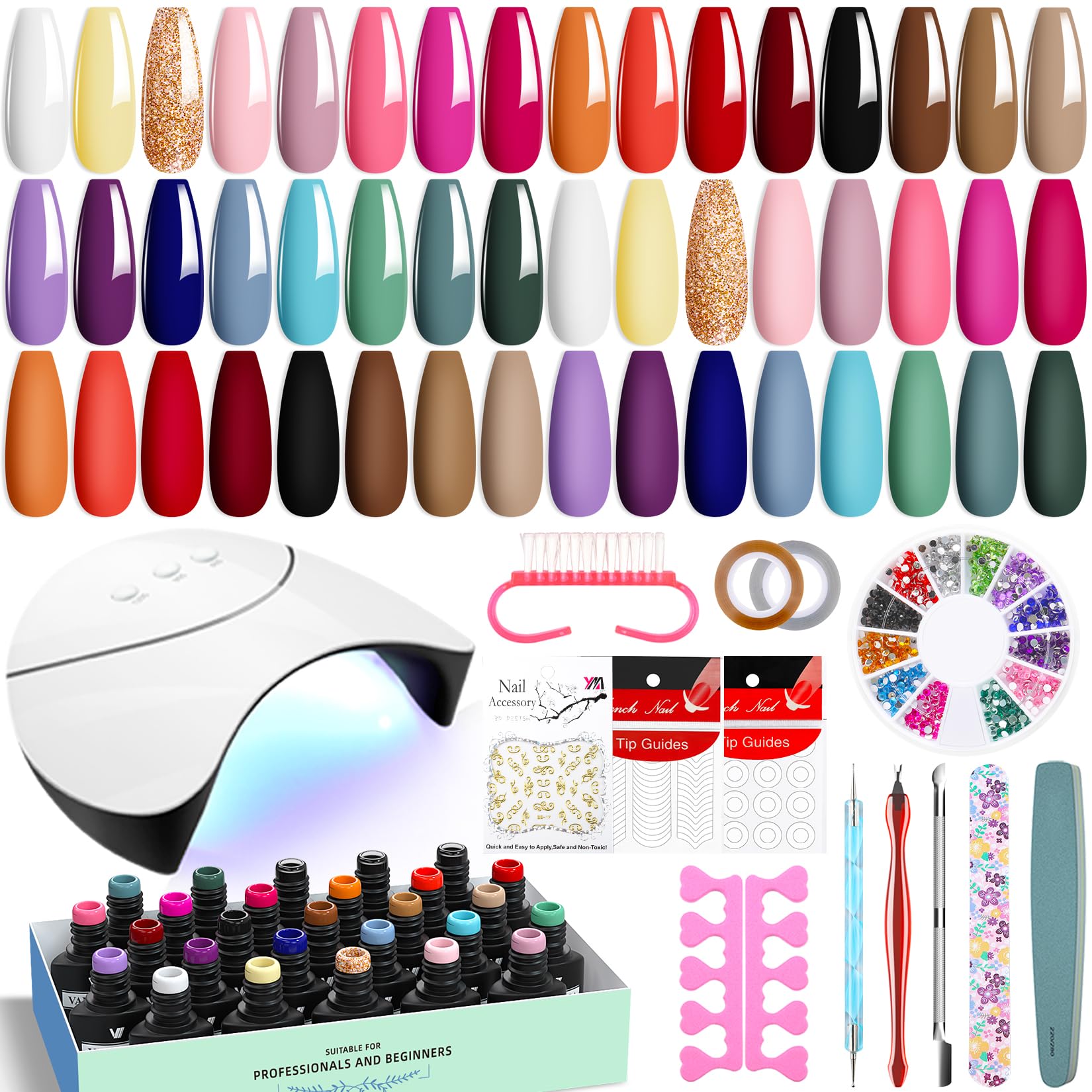 VANREESA kit vernis gel 42 pièces avec lampe UV pour une manucure durable à domicile.