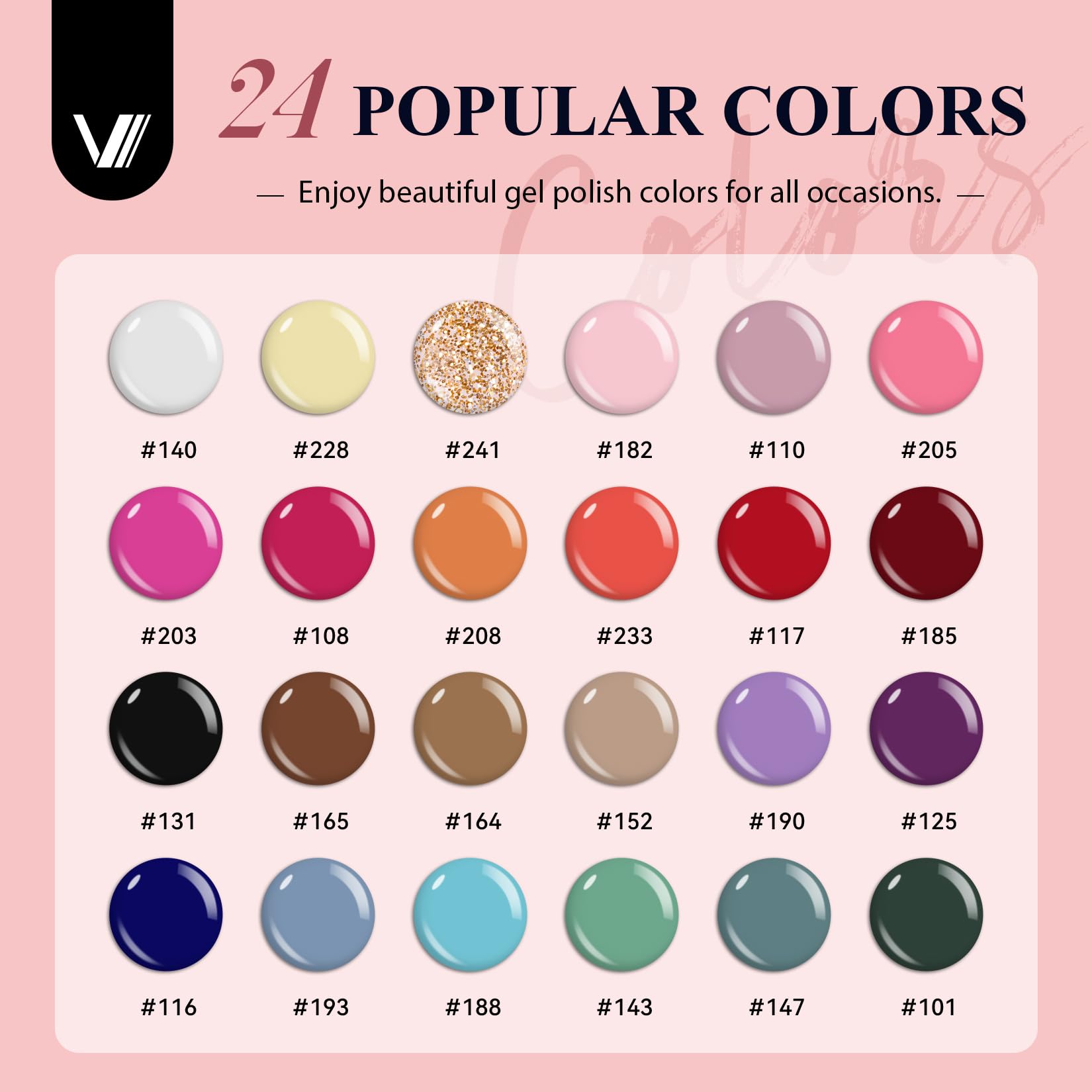 VANREESA palette couleurs gel vernis 24 teintes pour créer des styles variés.