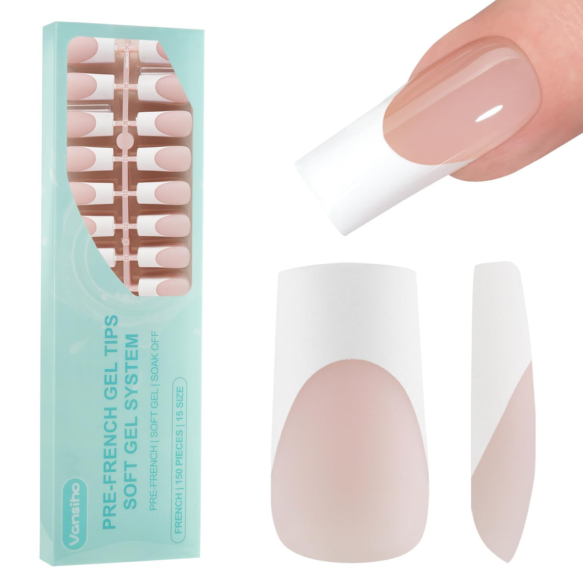 Vansiho embouts gel style francais 3 en 1, adhesion renforcée et pose rapide