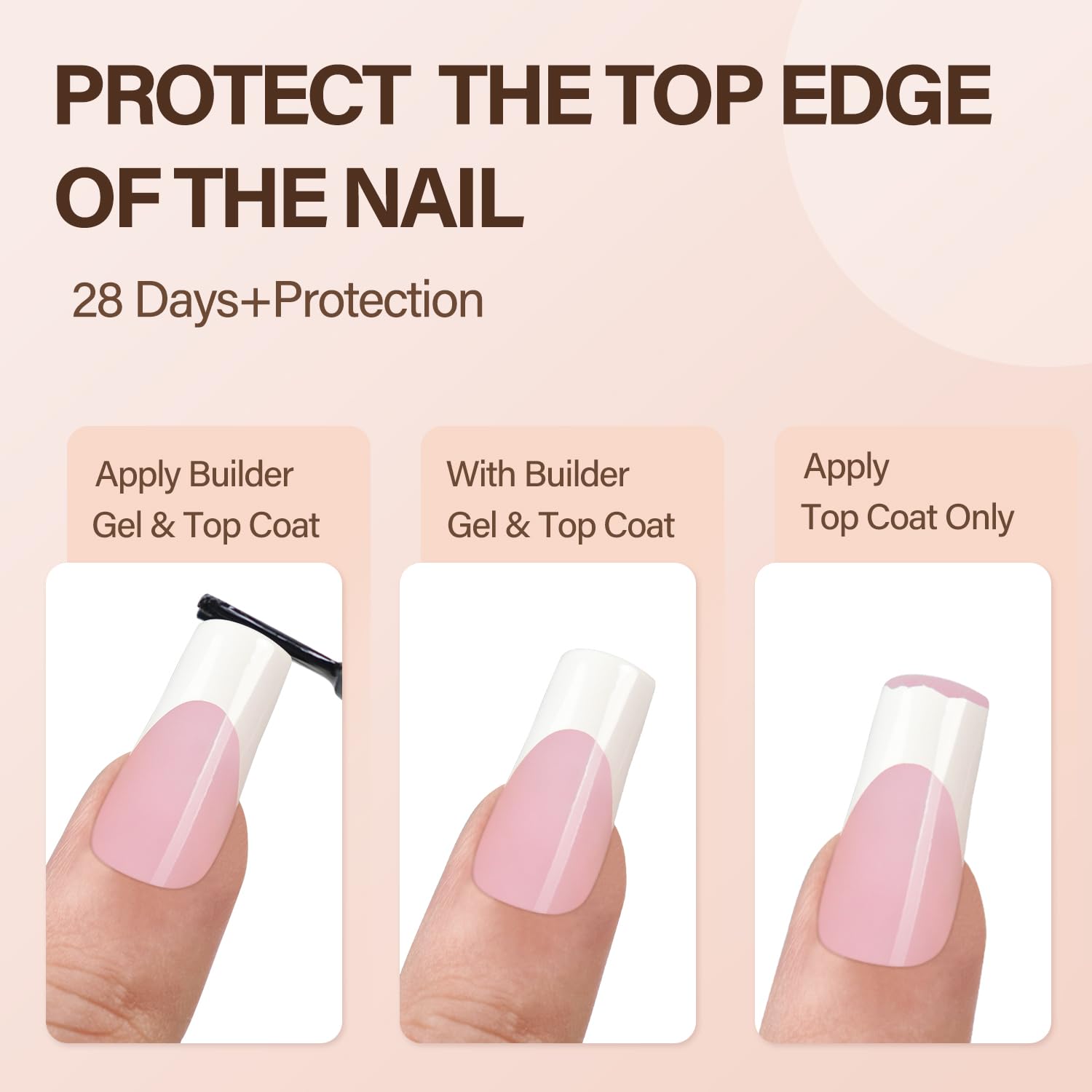 Forme parfaite des embouts qui suit le contour de l’ongle pour un rendu homogène.