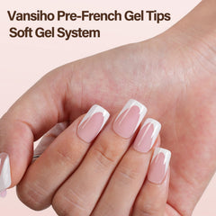 Ongles gel français courts carrés Vansiho : ajuste naturel et rapide