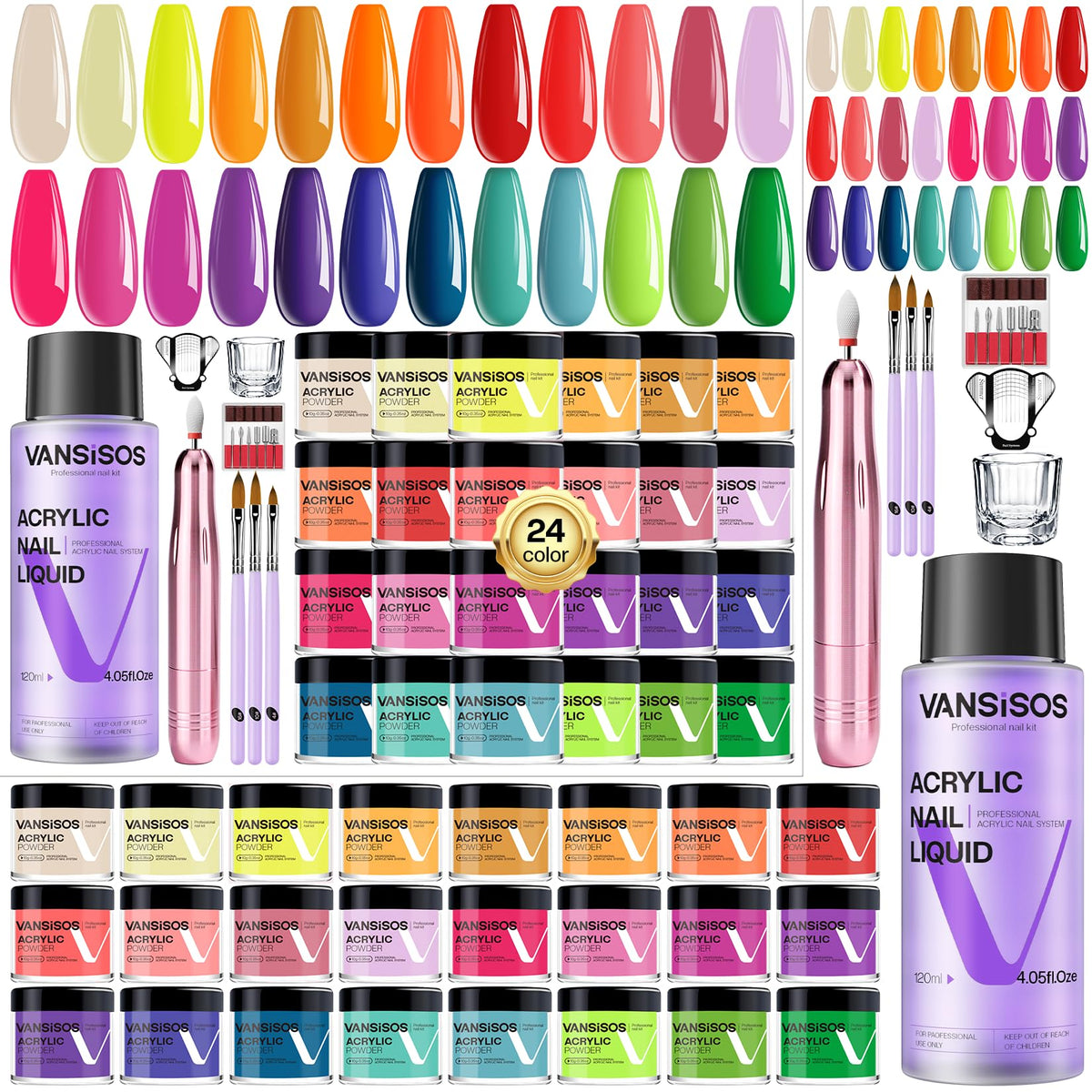 VANSISOS kit acrylic débutant: ensemble complet pour une manucure maison précise et plaisante