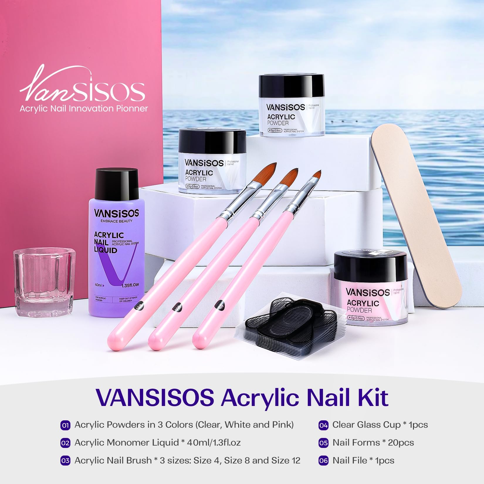 Kit VANSISOS : poudre acrylique blanche pour une base opaque et durable