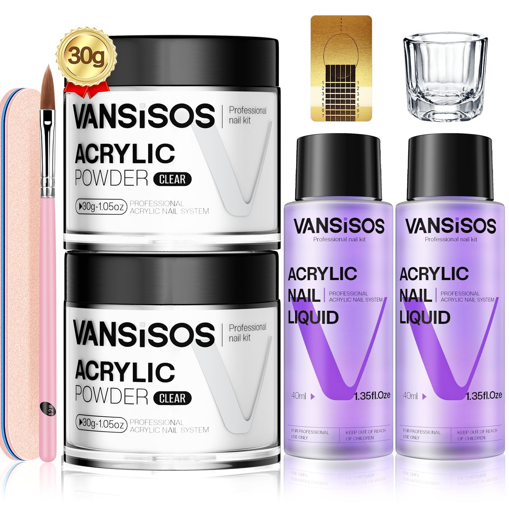 VANSISOS kit-poudre transparente pour une finition naturelle et durable.