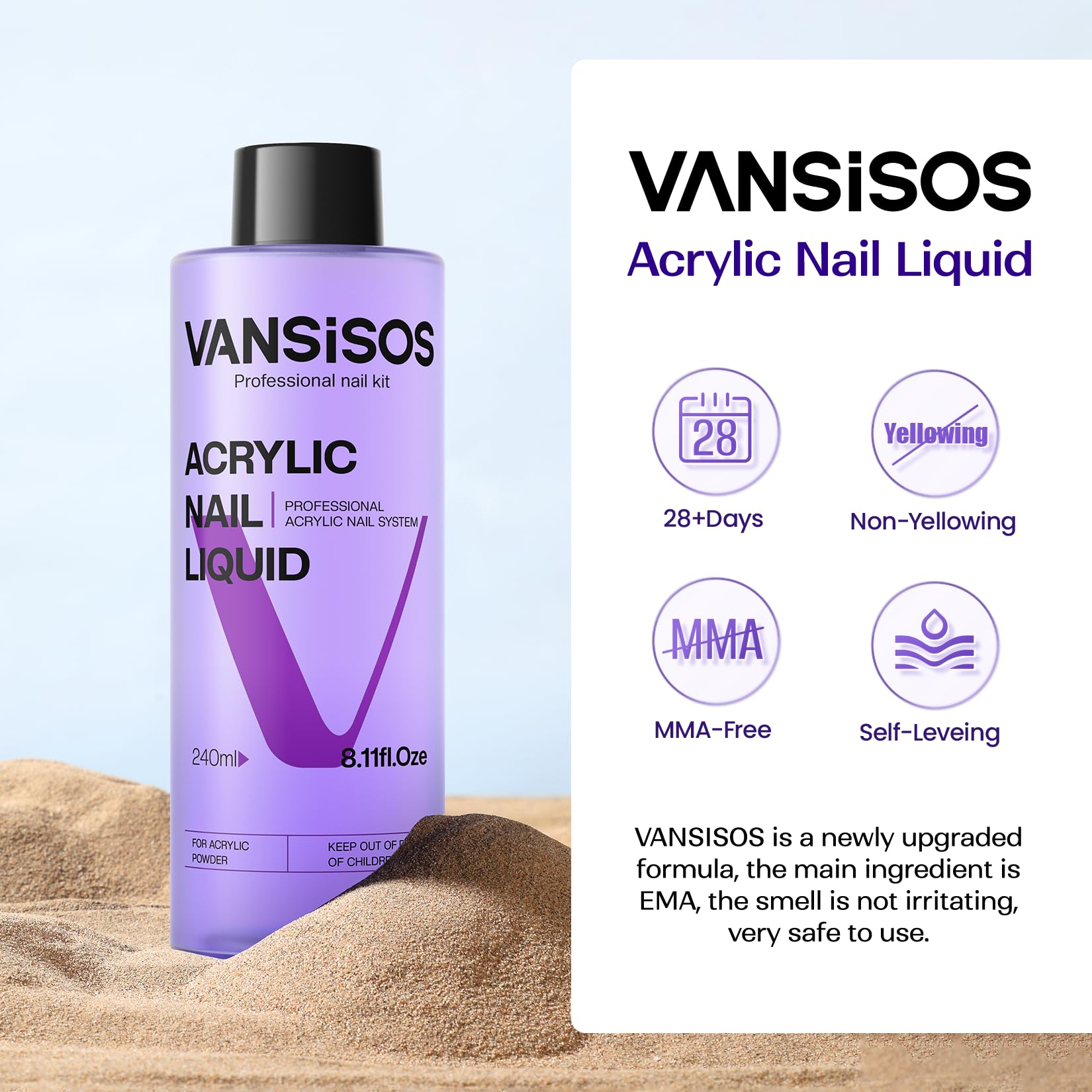 Application lisse et homogène avec le liquide acrylique VANSISOS, résultats durables.
