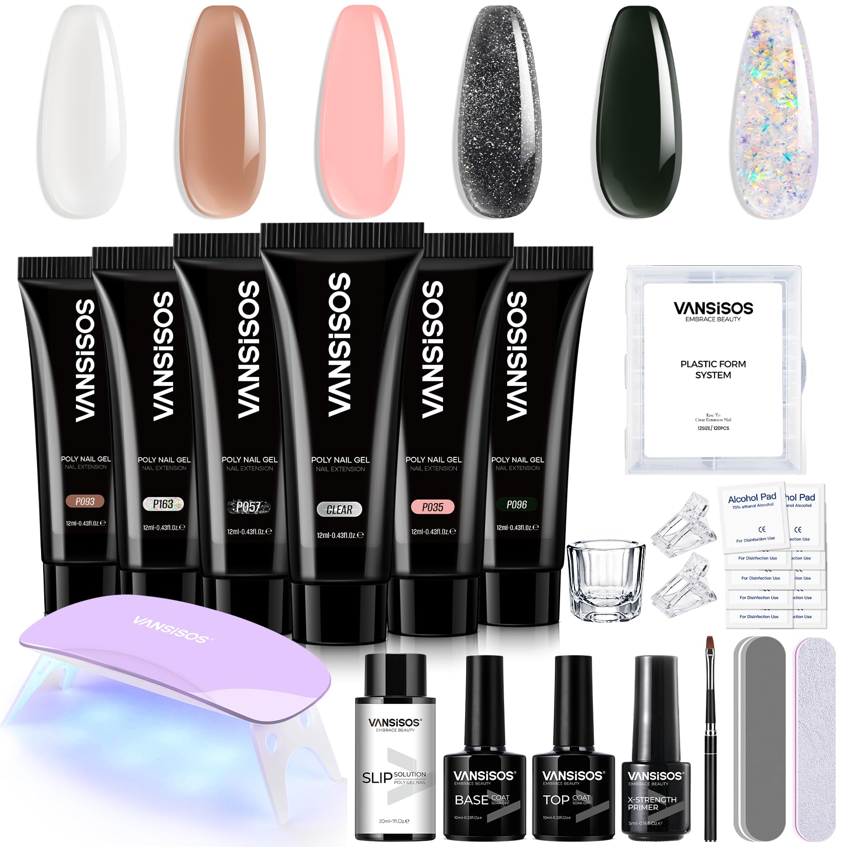 VANSISOS gel poly 6 couleurs pour extensions d’ongles durables