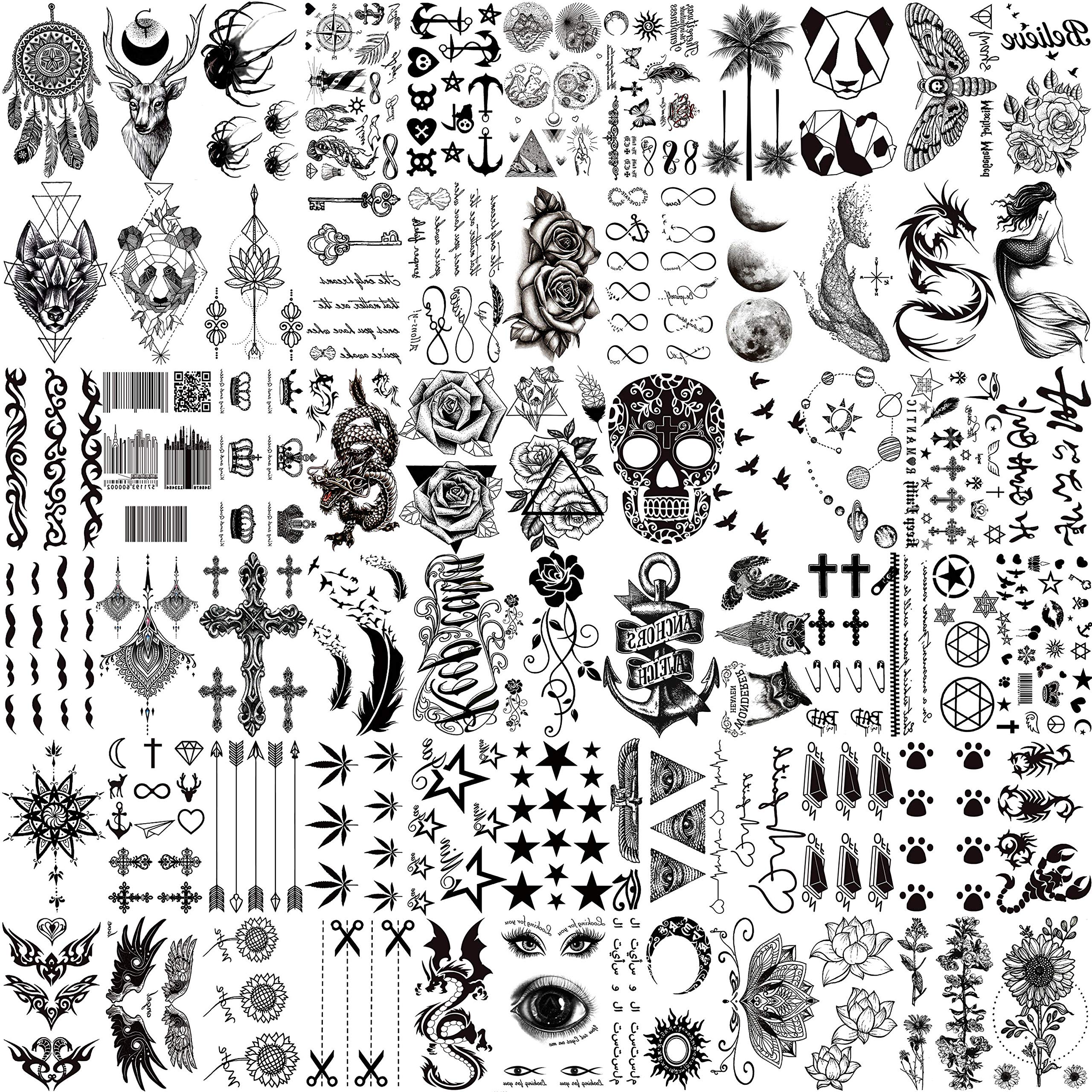 Tatouages VANTATY 66 feuilles 3D réalistes pour un look naturel.