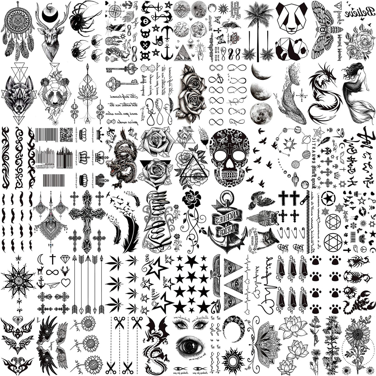 Tatouages VANTATY 66 feuilles 3D réalistes pour un look naturel.