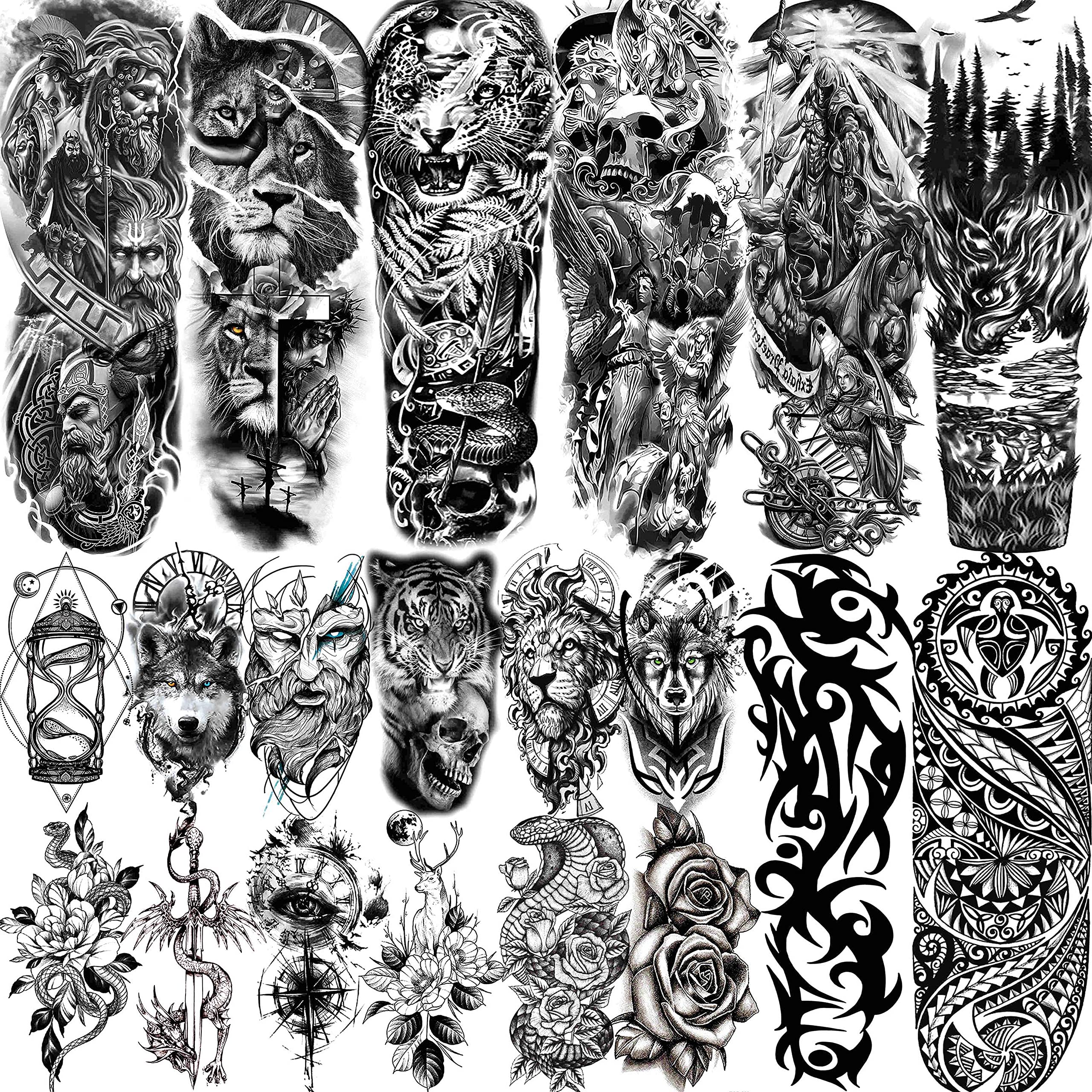 Tatouage temporaire VANTATY bras entier, apparence audacieuse et éphémère pour soirée costumée.