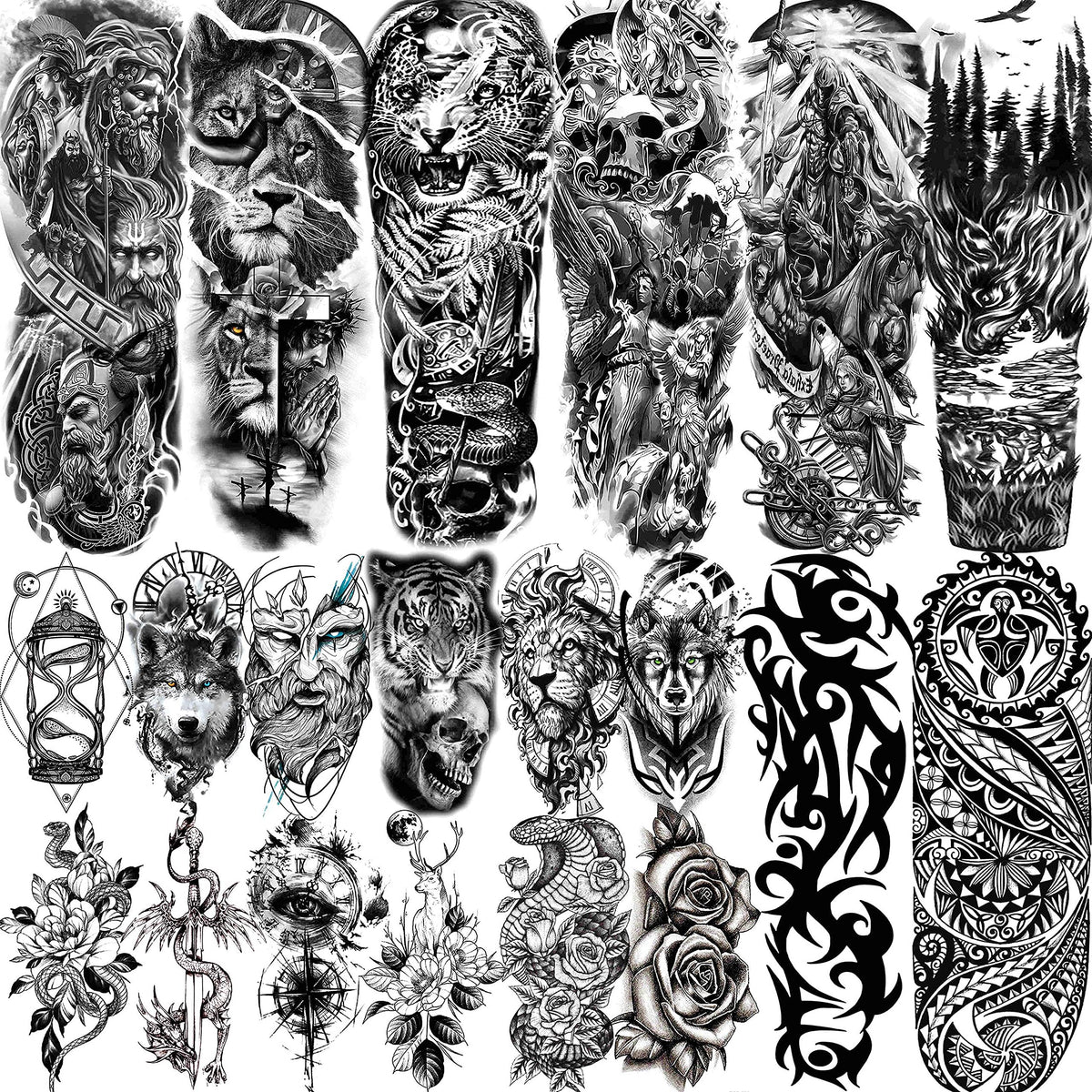 Tatouage temporaire VANTATY bras entier, apparence audacieuse et éphémère pour soirée costumée.