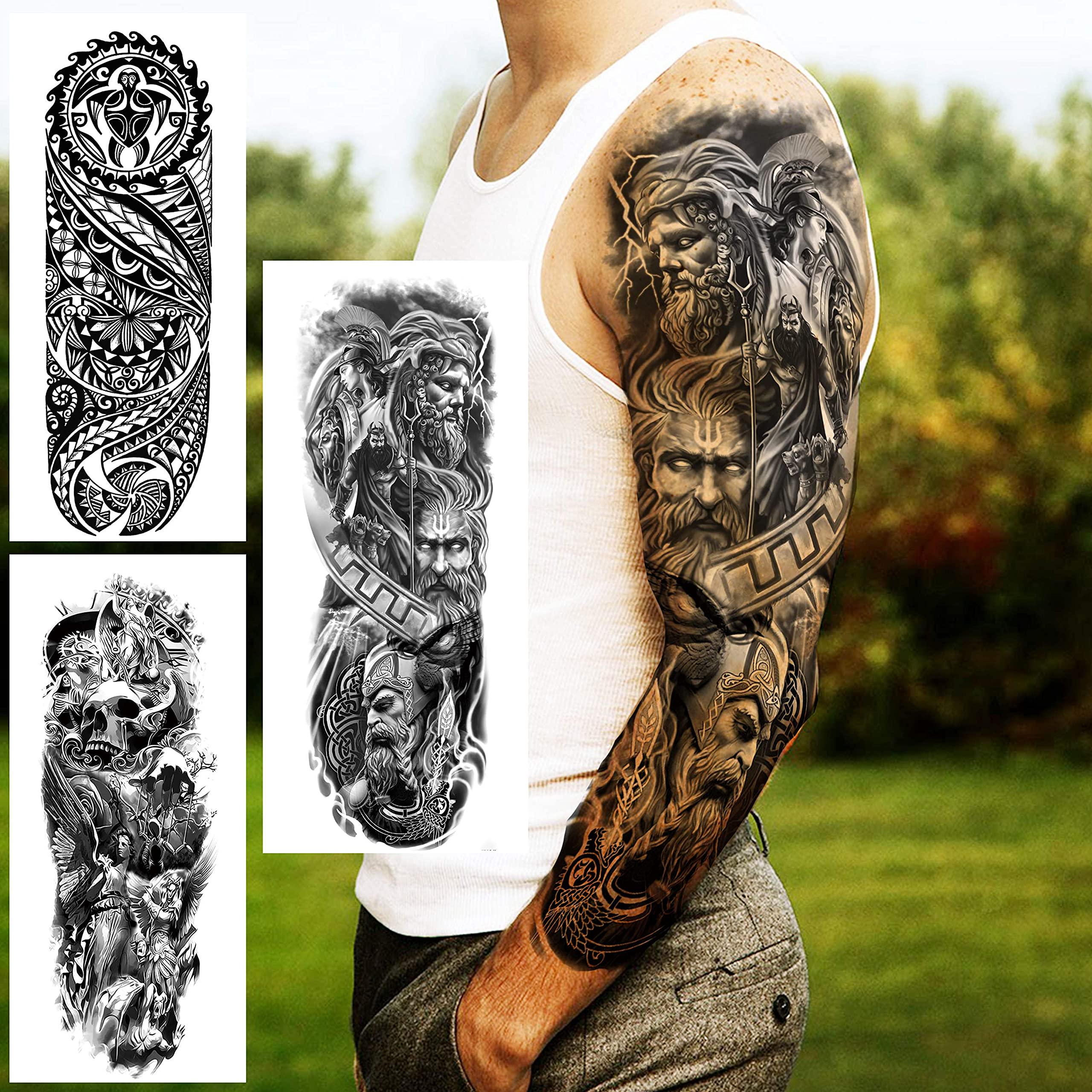 Tatouage VANTATY rose-pivoine-spartiate pour motif décoratif.