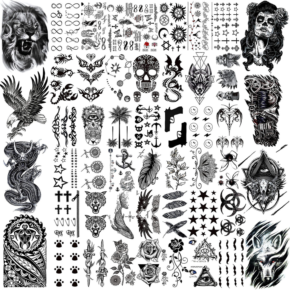 VANTATY tatouages temporaires dragon noir pour un look audacieux et éphémère