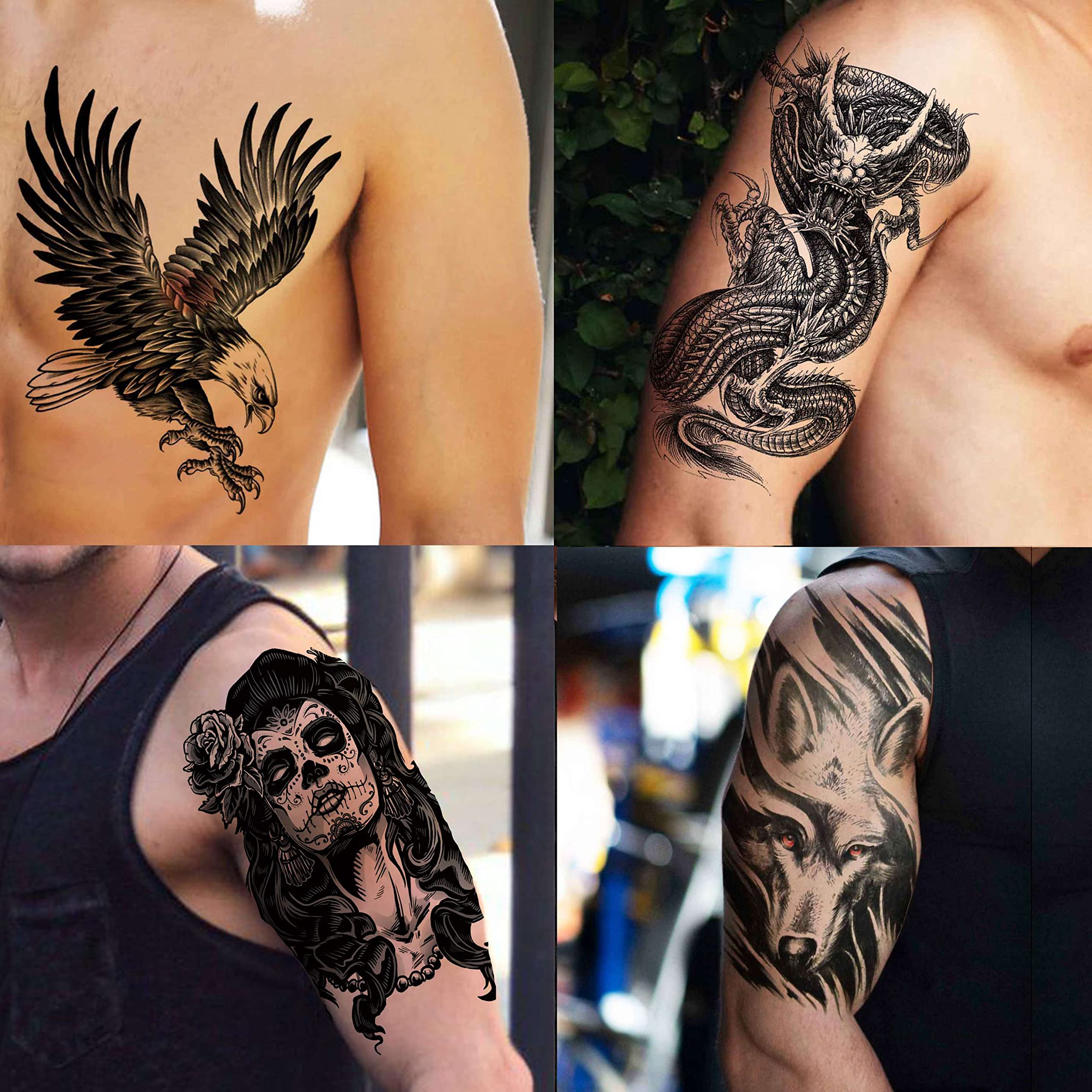VANTATY tatouages temporaires lion noir pour un style puissant et discret