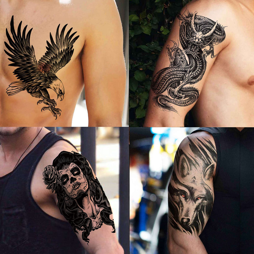 VANTATY tatouages temporaires lion noir pour un style puissant et discret
