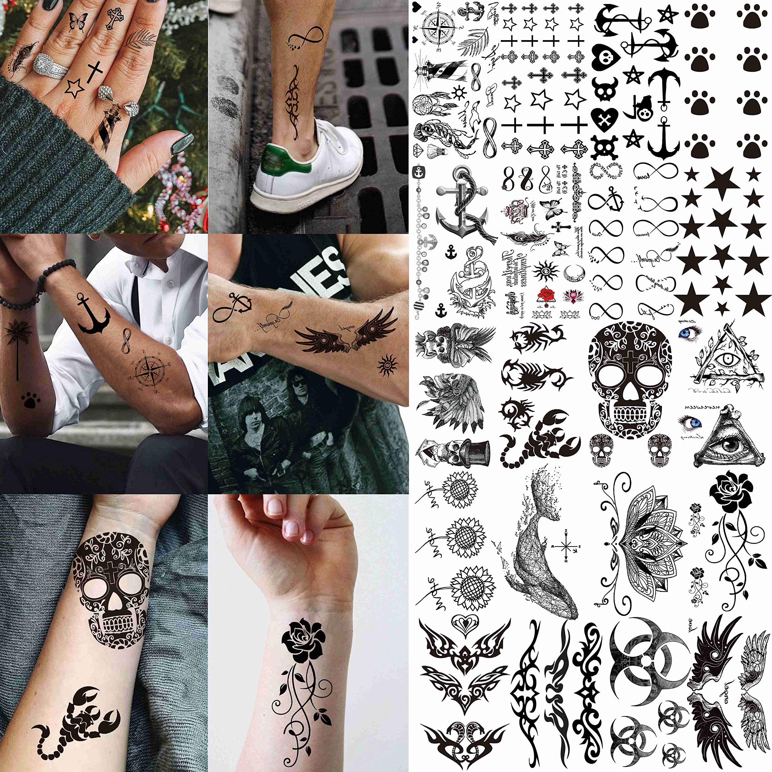 VANTATY tatouages temporaires motifs noirs pour personnaliser vos tenues