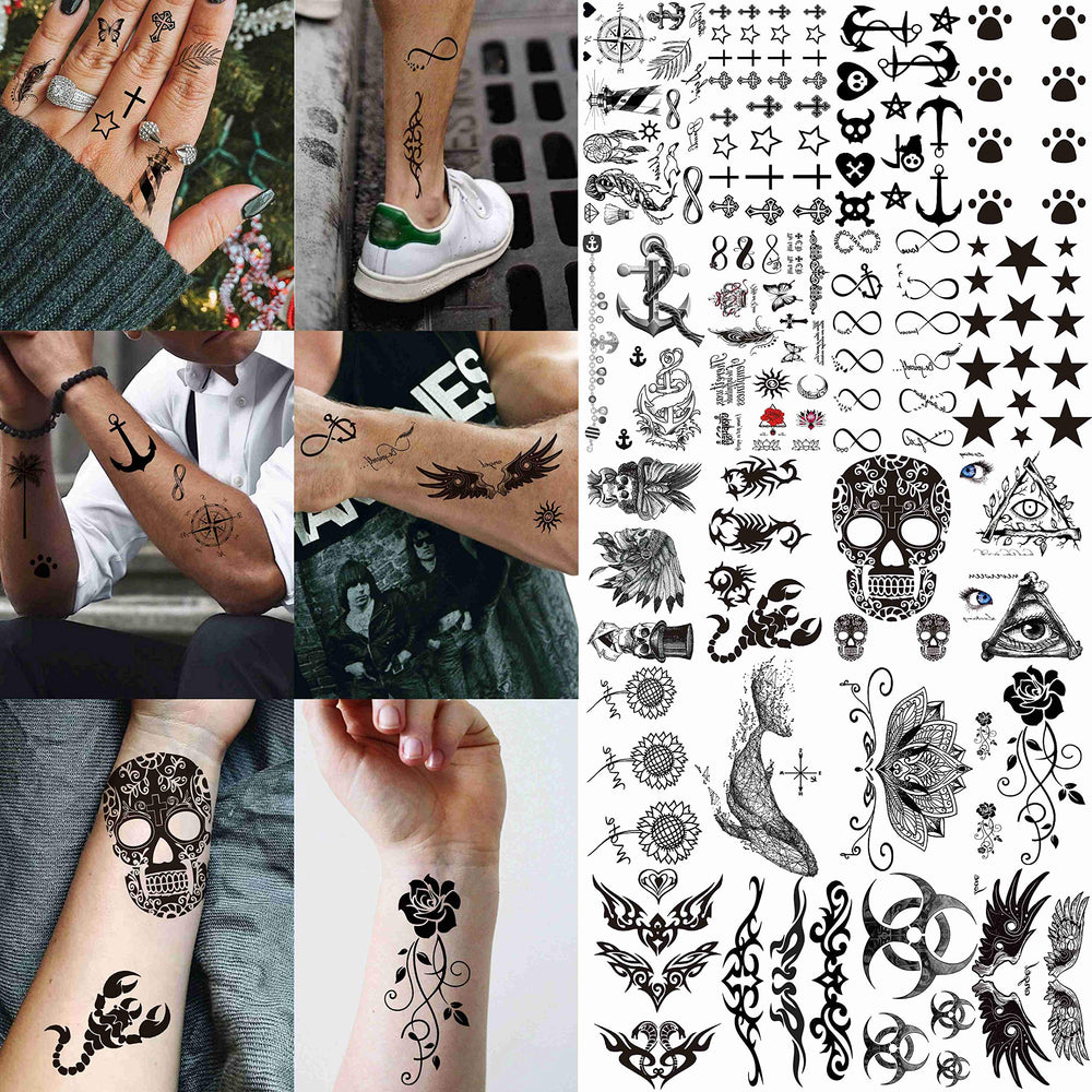 VANTATY tatouages temporaires motifs noirs pour personnaliser vos tenues