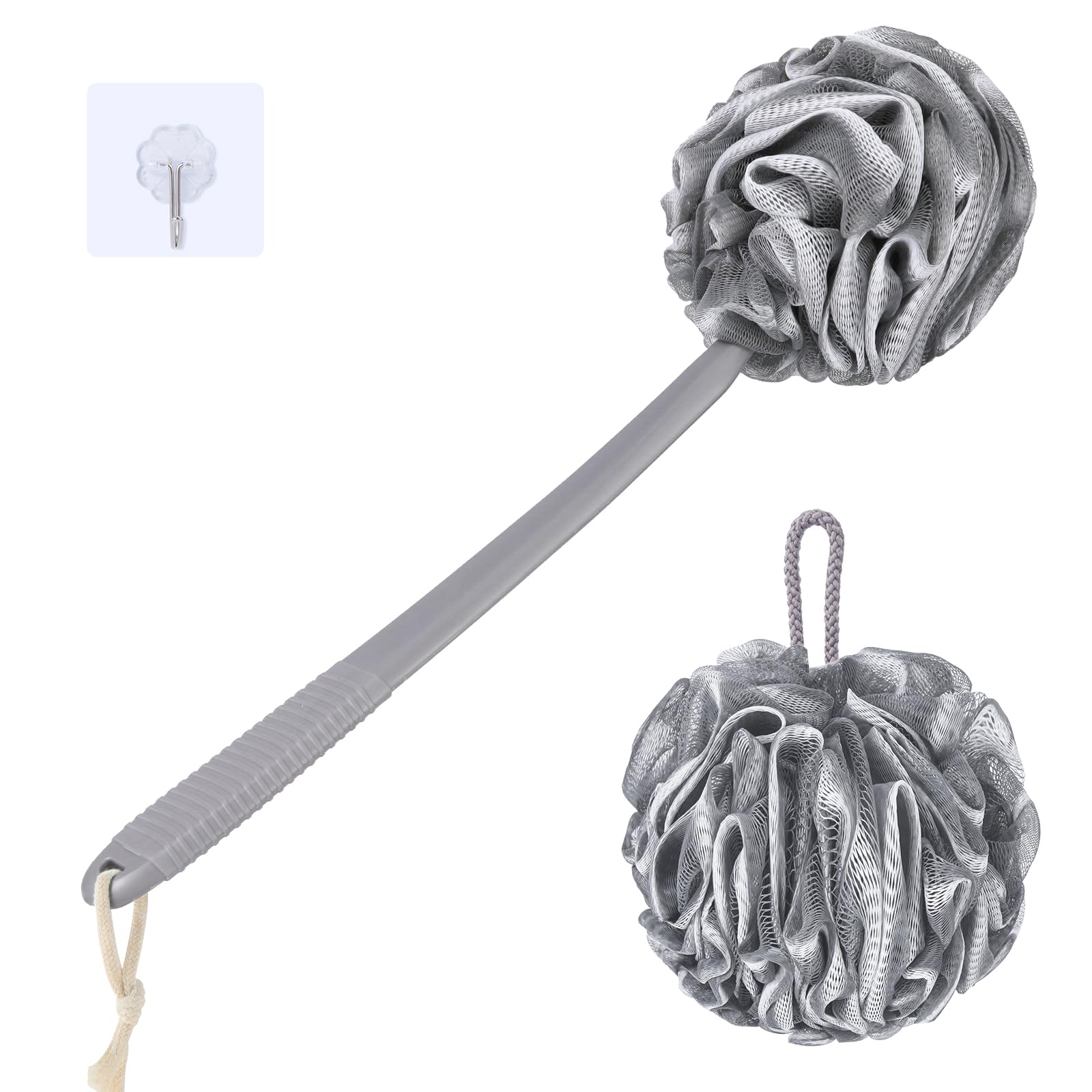 VANZAVANZU Loofah avec manche de 17 pouces pour une prise anti-glisse.